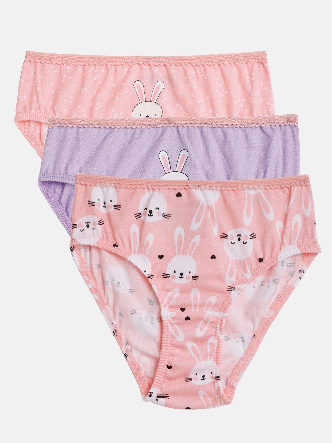 

mackly Girls Pack of 3 Pink Printed Briefs MB-02