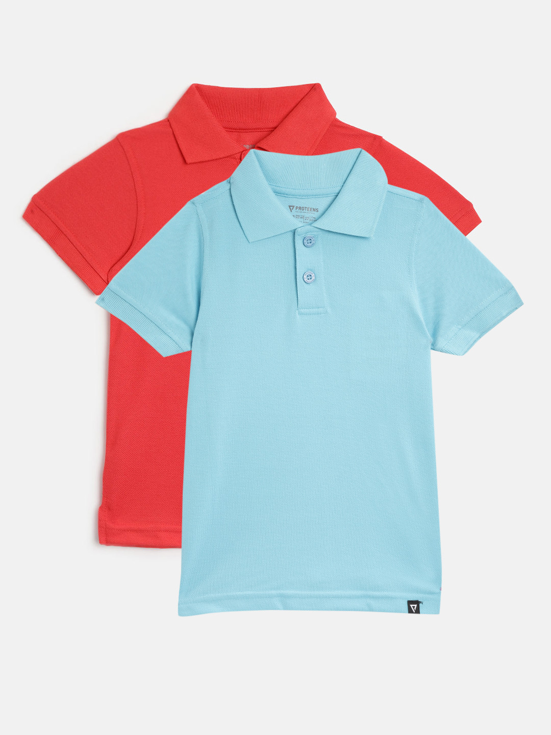 

PROTEENS Boys Pack of 2 Solid Polo Collar T-shirts, Blue