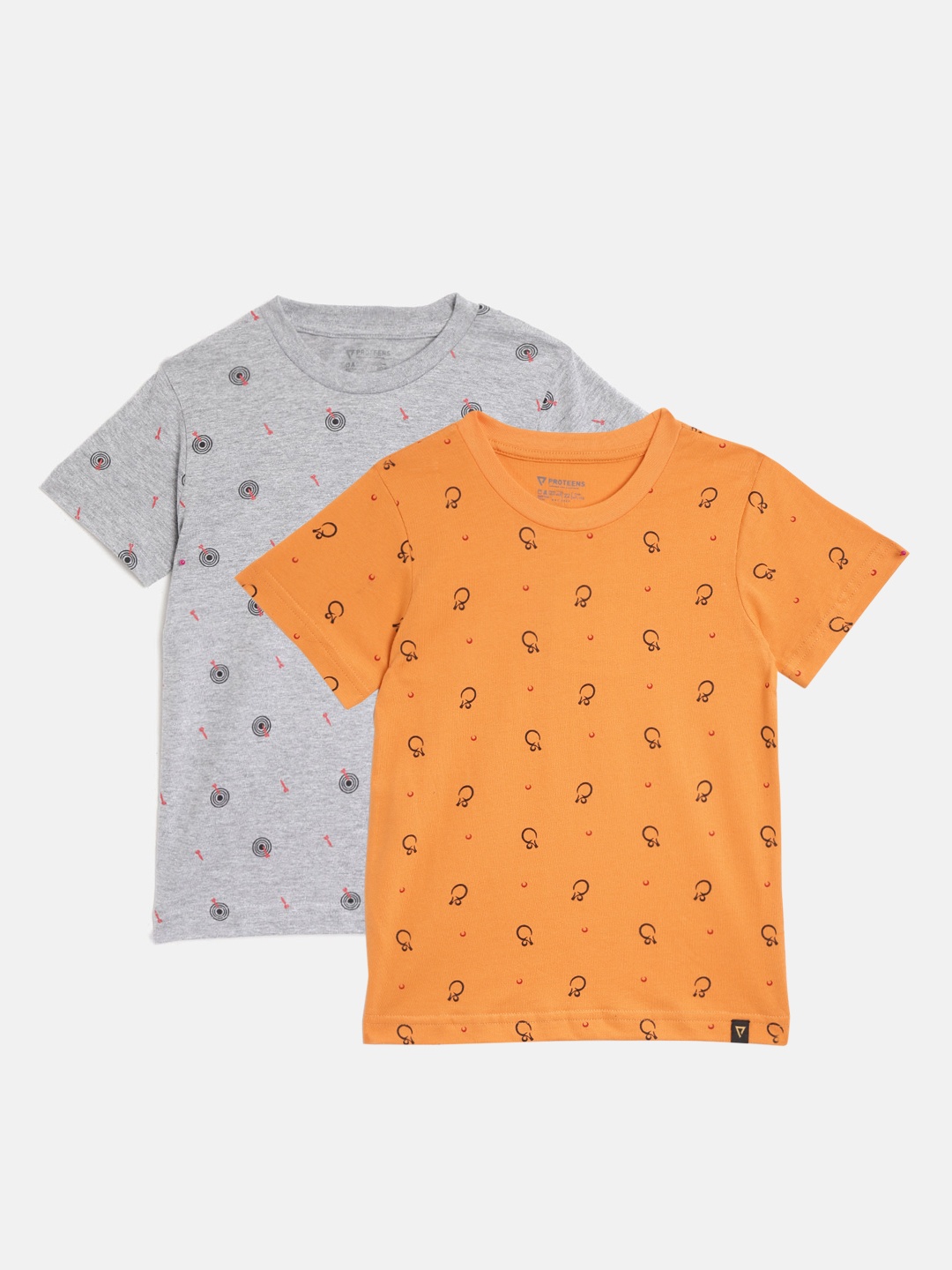 

PROTEENS Boys Pack of 2 Printed Round Neck T-shirts, Orange