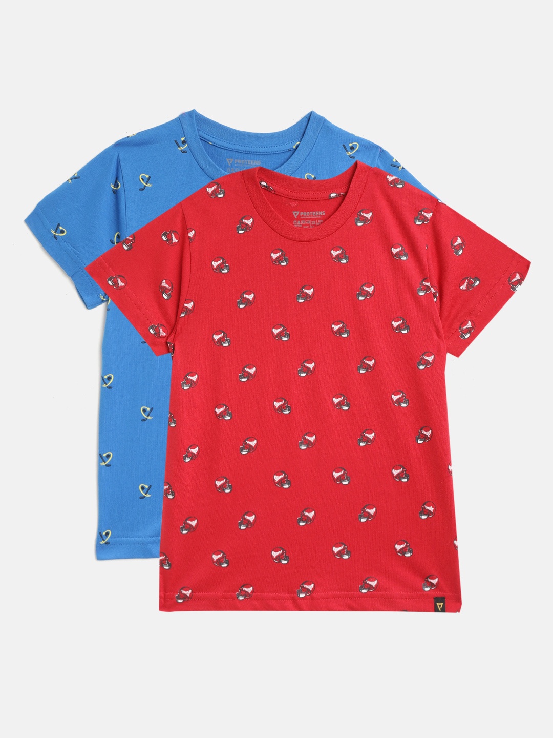 

PROTEENS Boys Pack of 2 Slim Fit Printed Round Neck T-shirts, Red