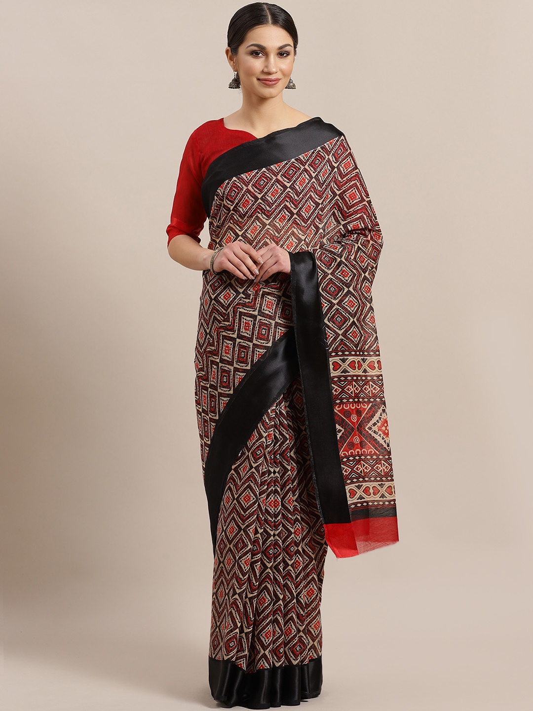 

Saree mall Maroon & Beige Printed Saree