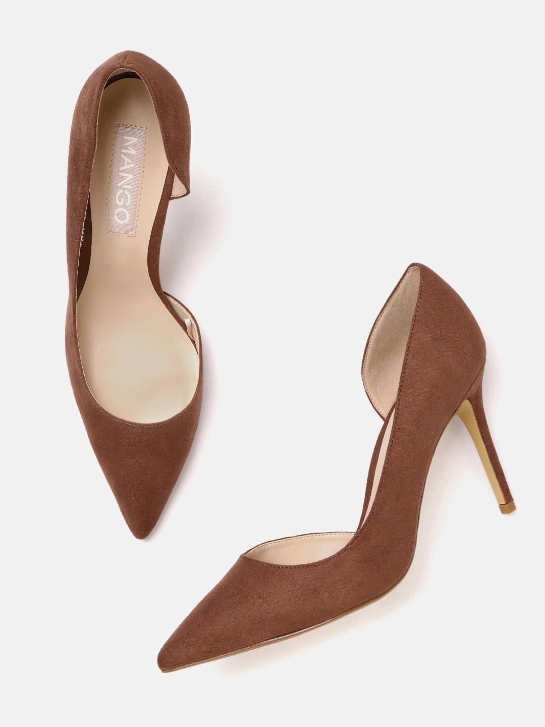 

MANGO Women Brown Solid Pumps