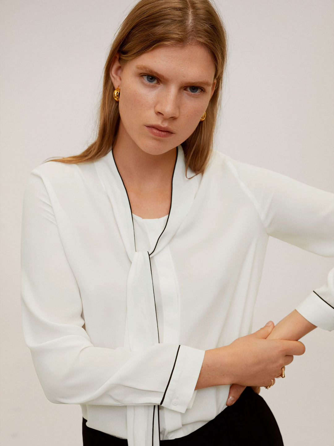 

MANGO Women White Solid Top