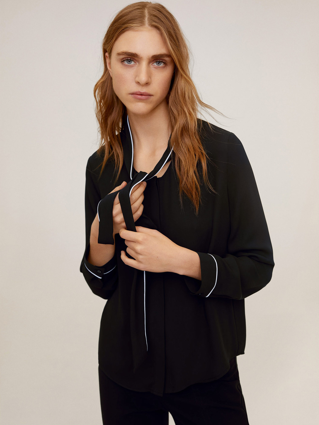 

MANGO Women Black Solid Top