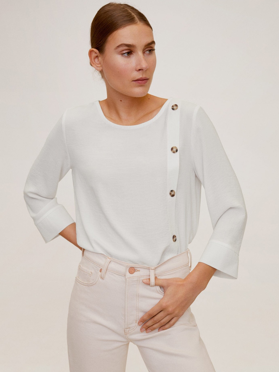 

MANGO Women White Solid Top