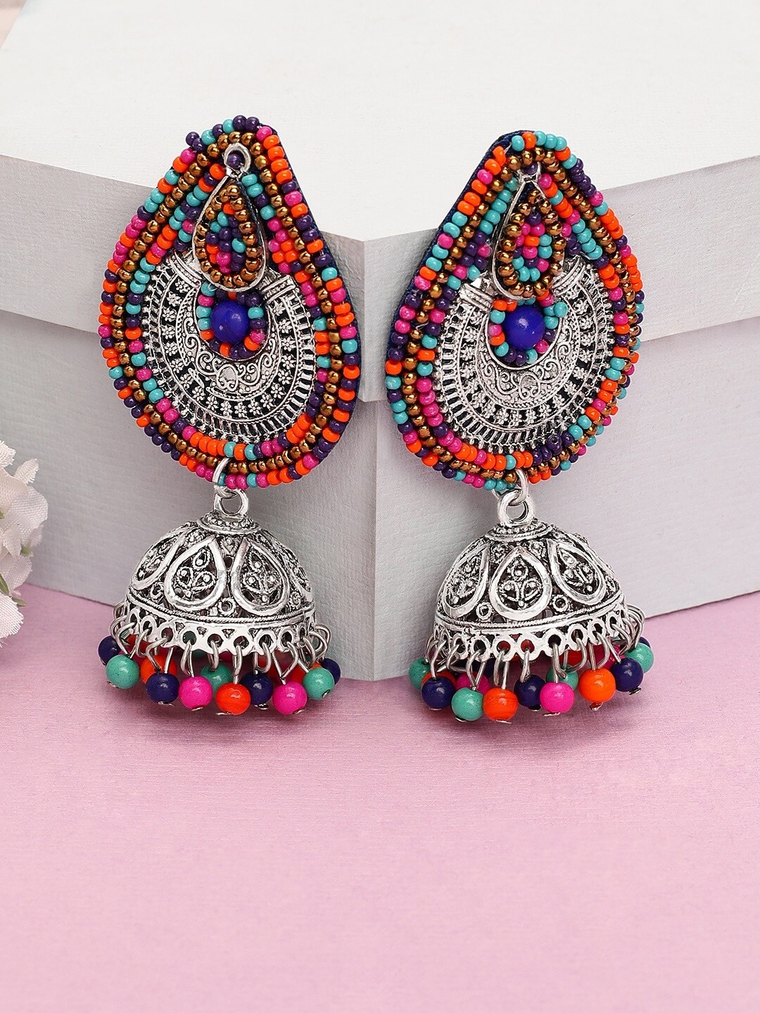 

Rubans Silver-Plated Hancrafted Classic Jhumkas