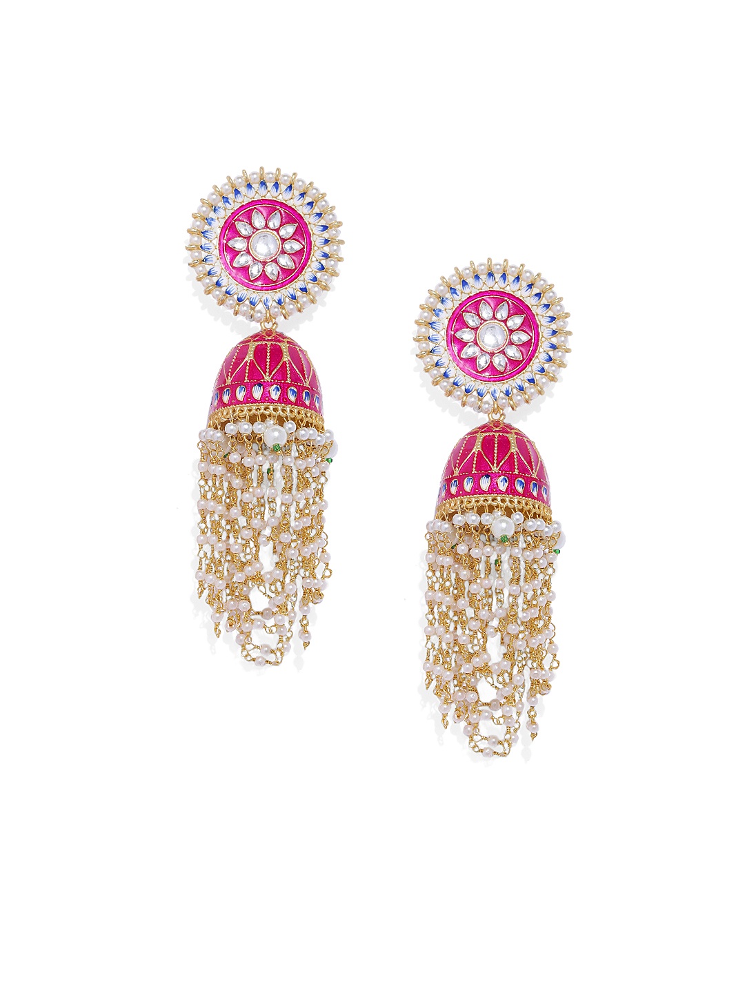 

Peora Pink & Gold-Toned Dome Shaped Jhumkas