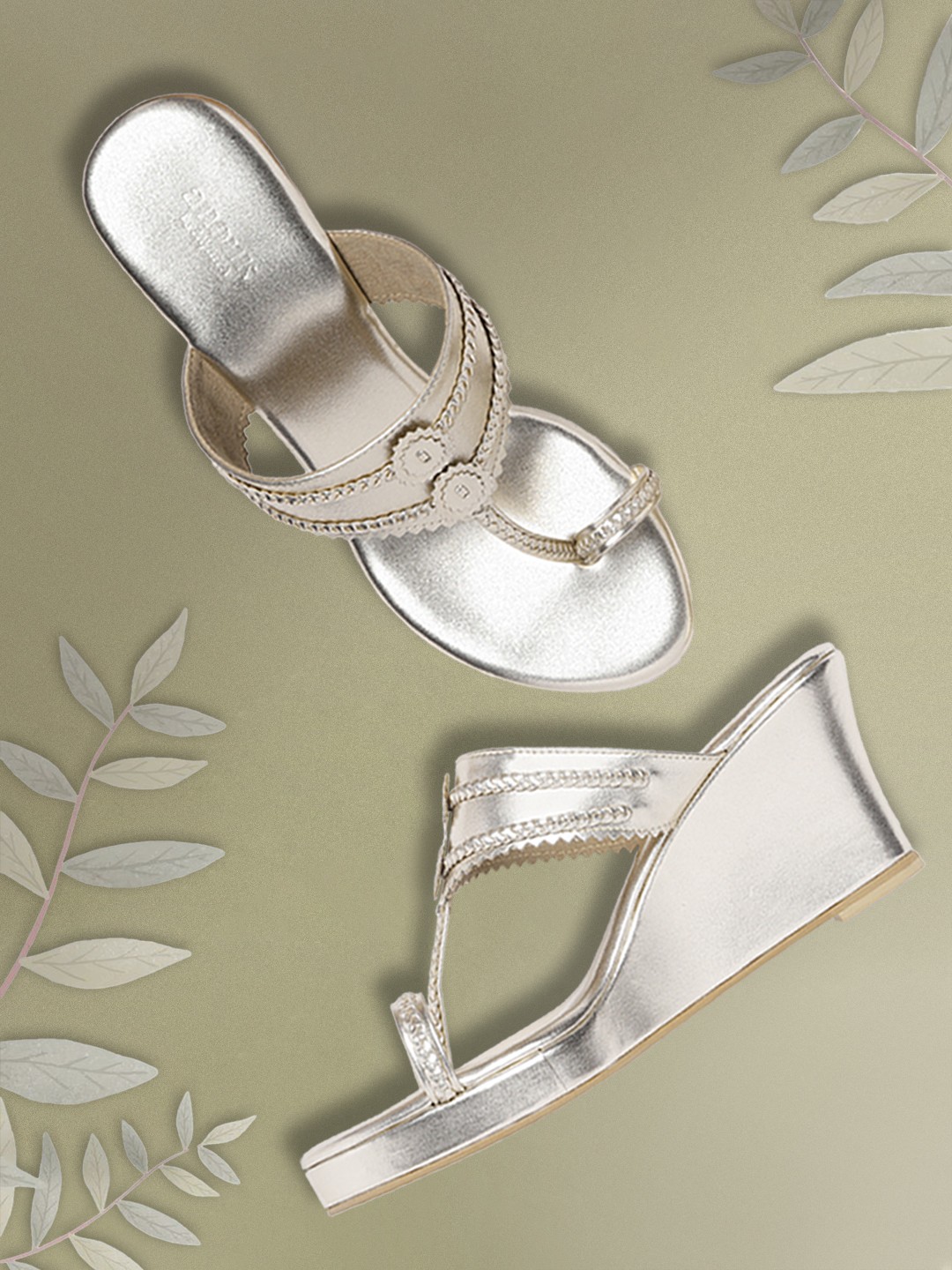 

Anouk Women Gold-Toned Braided Wedges