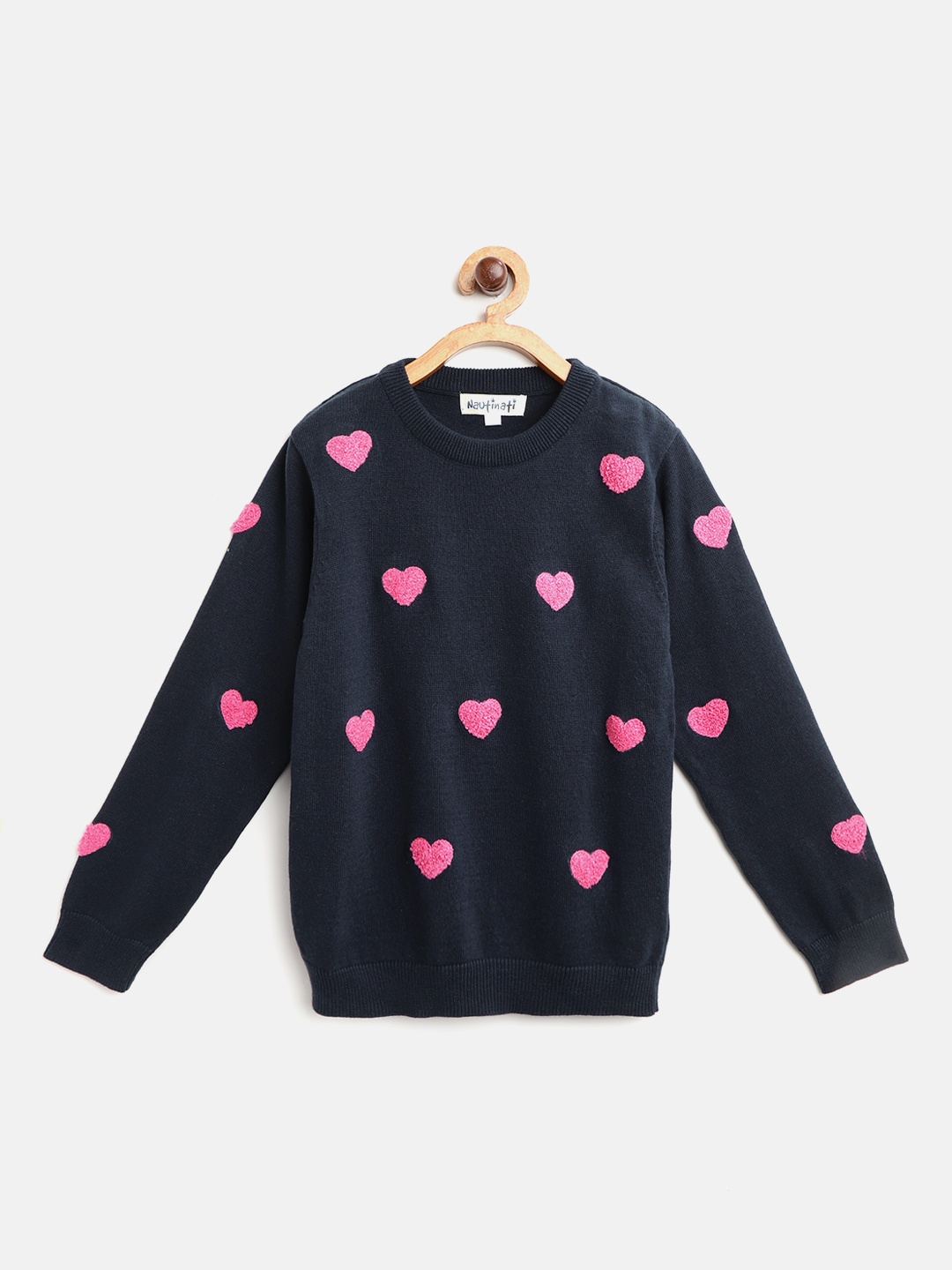 

Nauti Nati Girls Navy Blue & Pink Applique Sweater