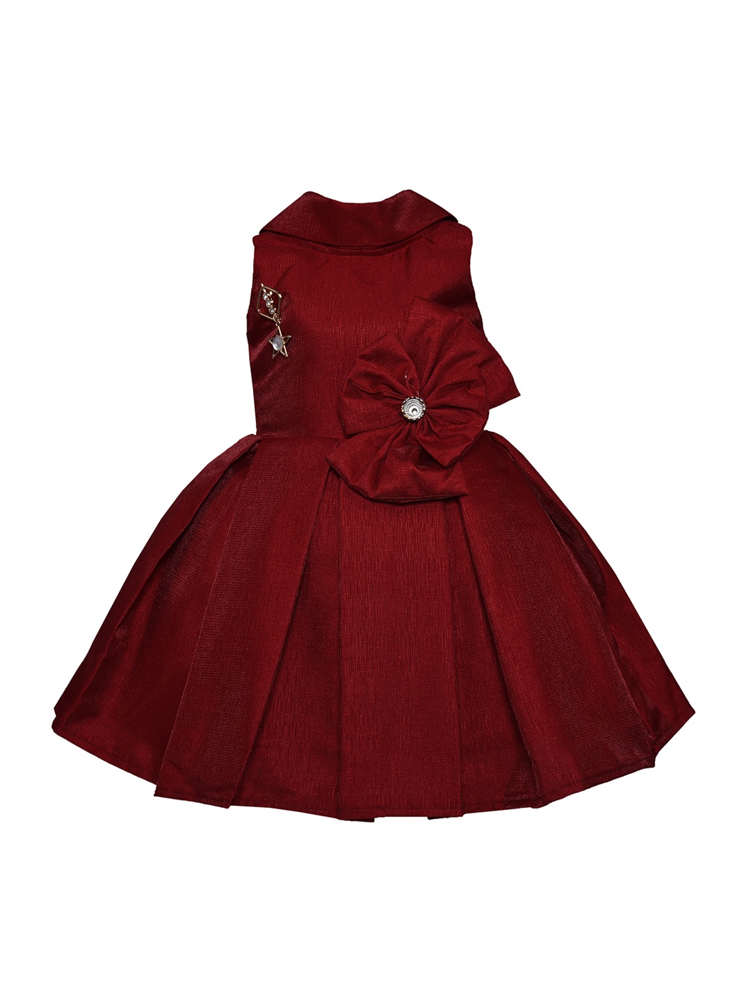 

Wish Karo Girls Maroon Solid Fit and Flare Dress