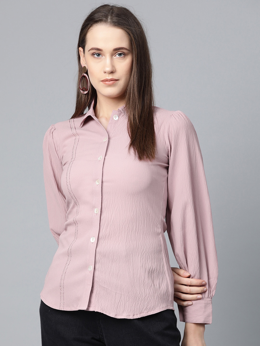 

Jompers Women Dusty Pink Regular Fit Solid Casual Shirt