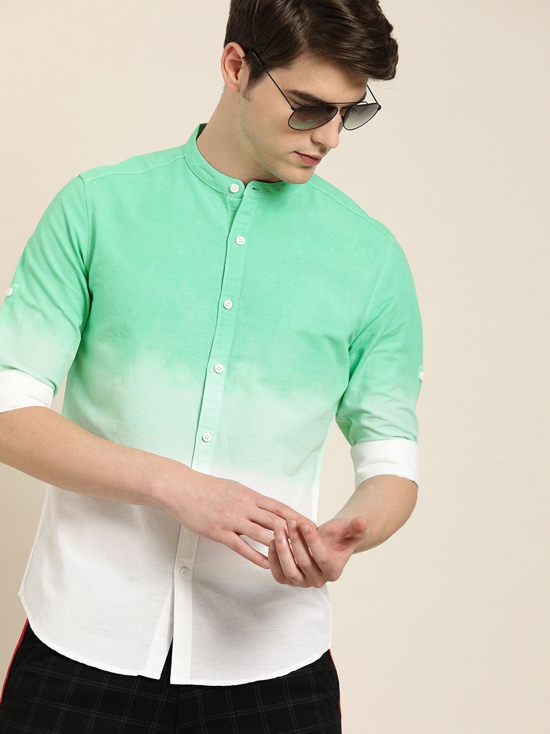 

Moda Rapido Men White & Green Slim Fit Printed Casual Shirt