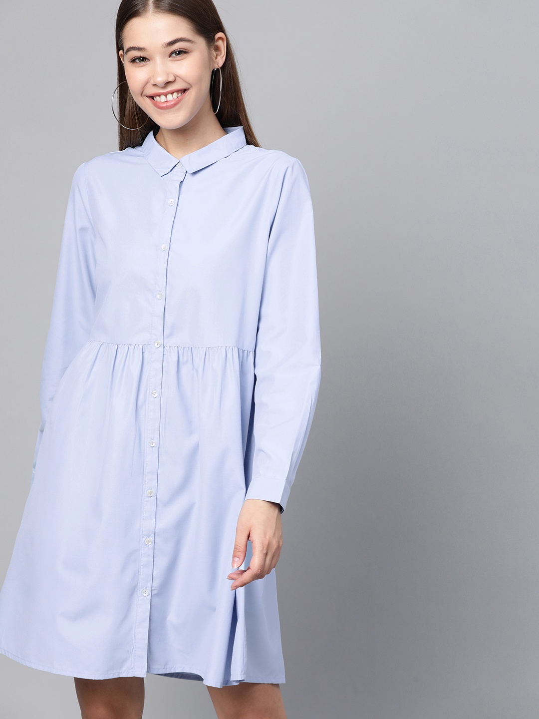 

Mast & Harbour Women Blue Solid Shirt Dress