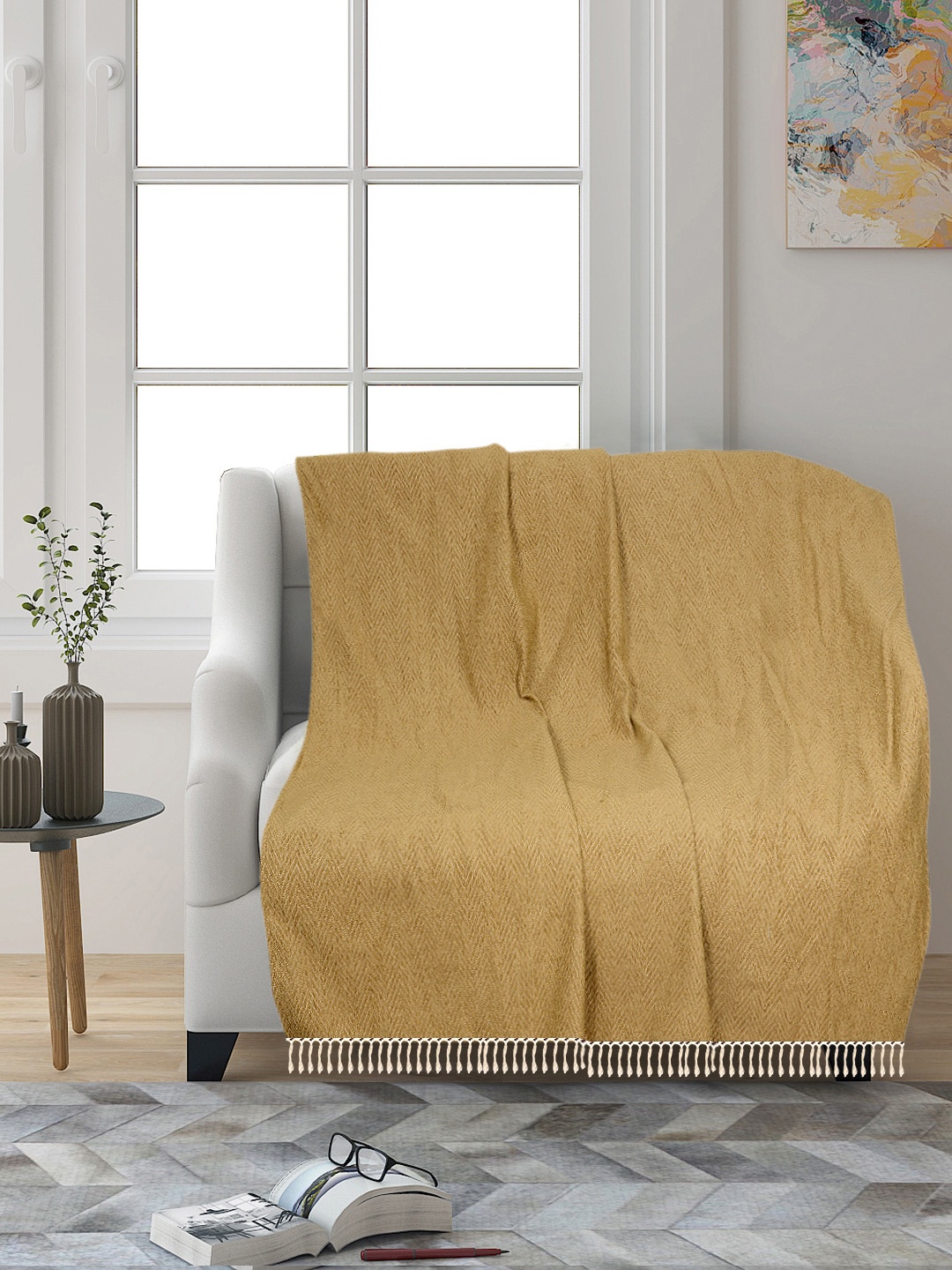 

Saral Home Set of 2 Gold-Toned Solid 1 Seater Sofa Throws