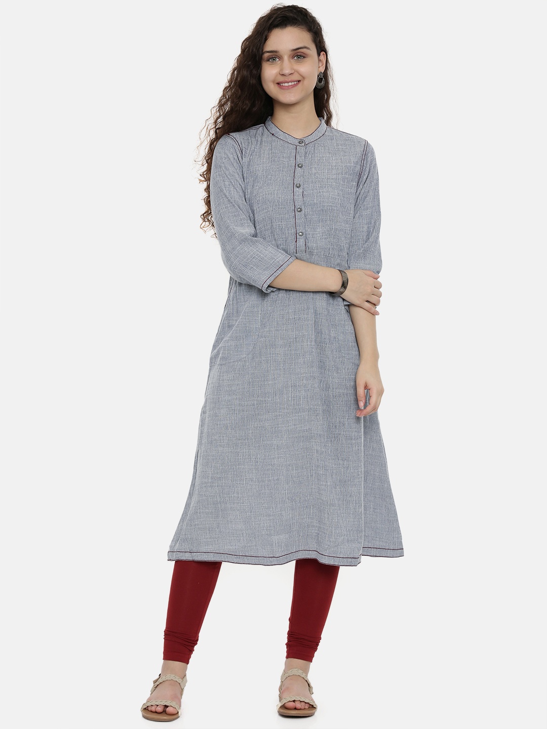 

Neerus Women Grey Solid A-Line Kurta