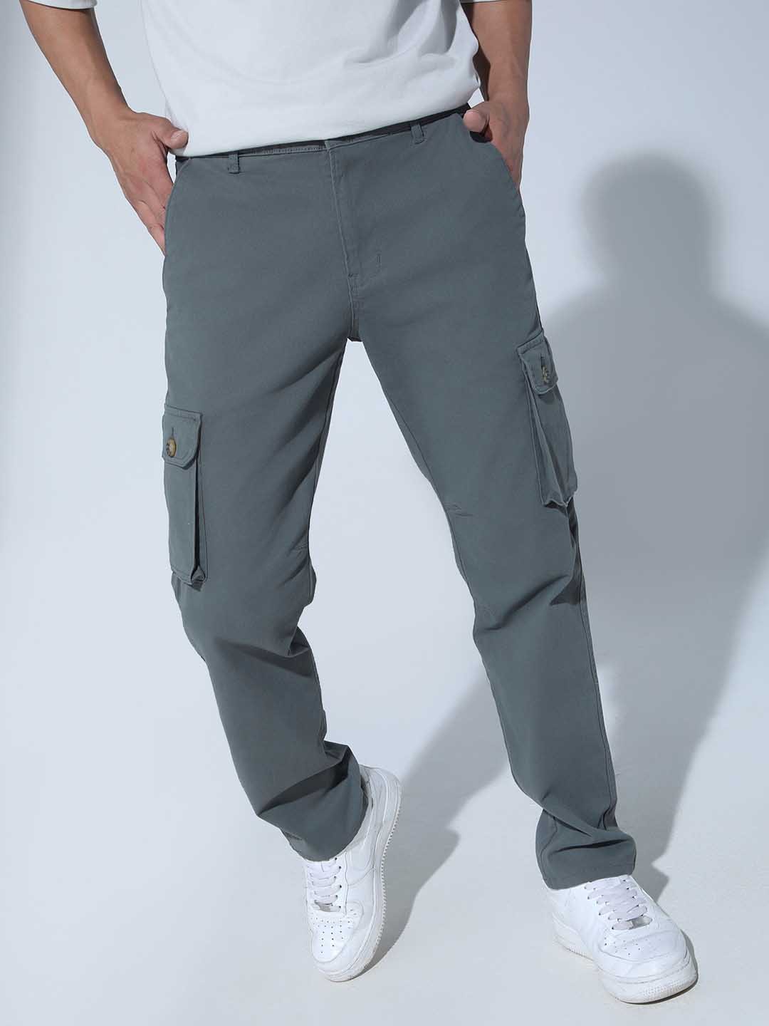 

Hubberholme Men Grey Stretchable Slim Fit Solid Cargos