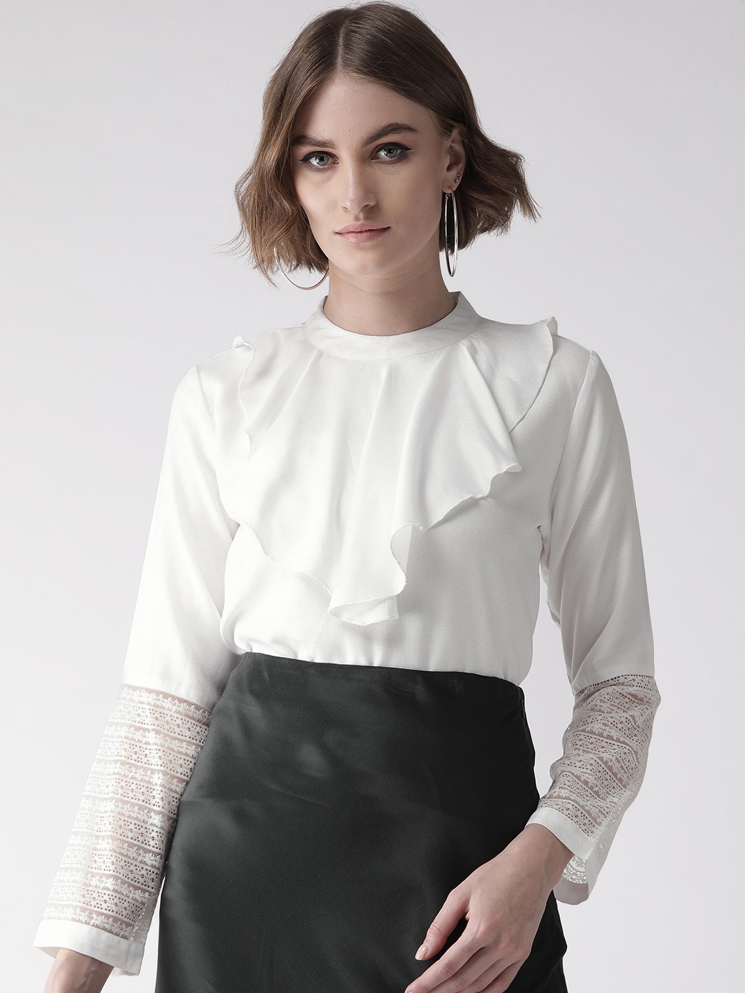 

Style Quotient Women White Solid Victorian Top
