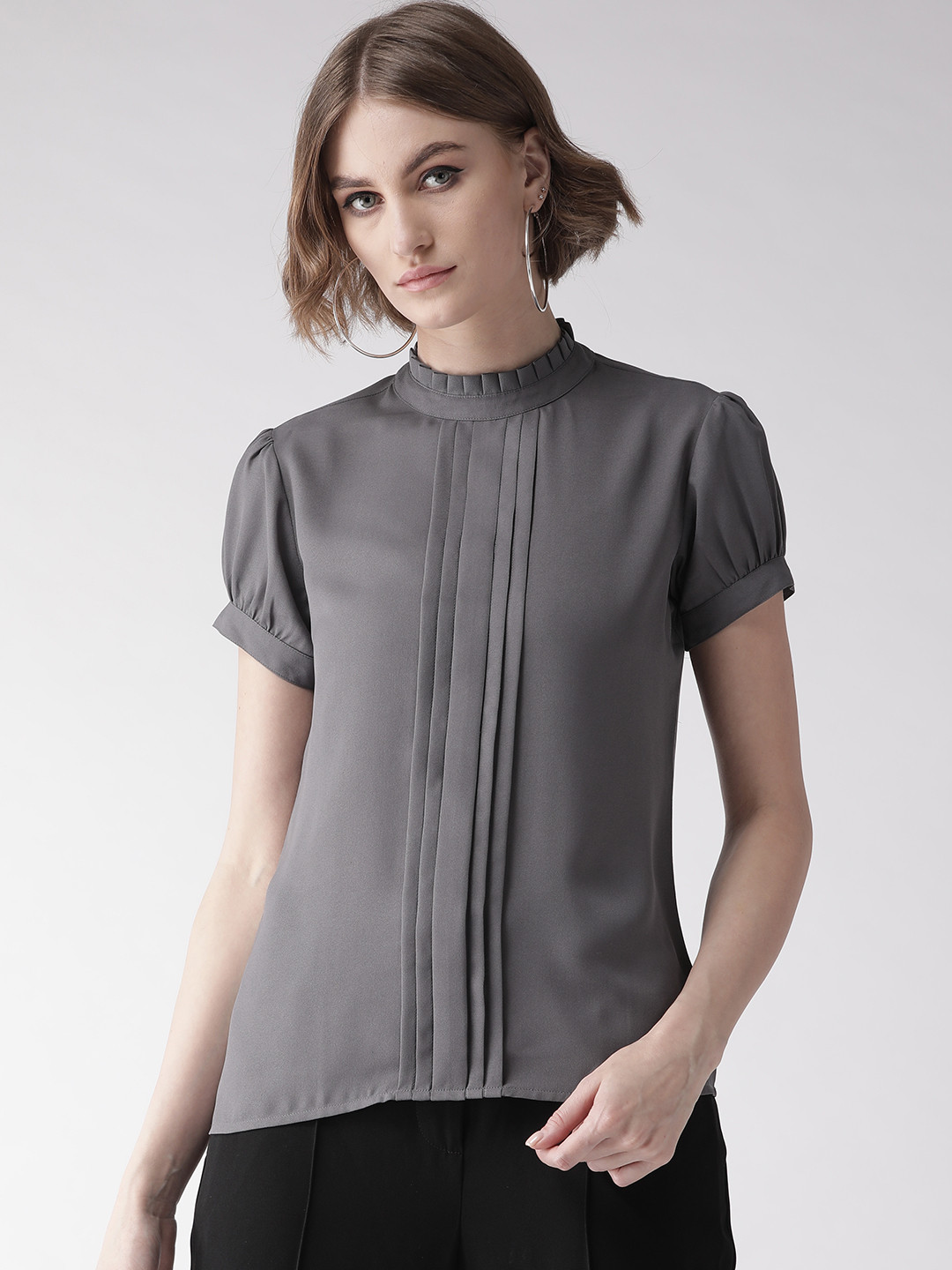 

Style Quotient Women Grey Solid Top
