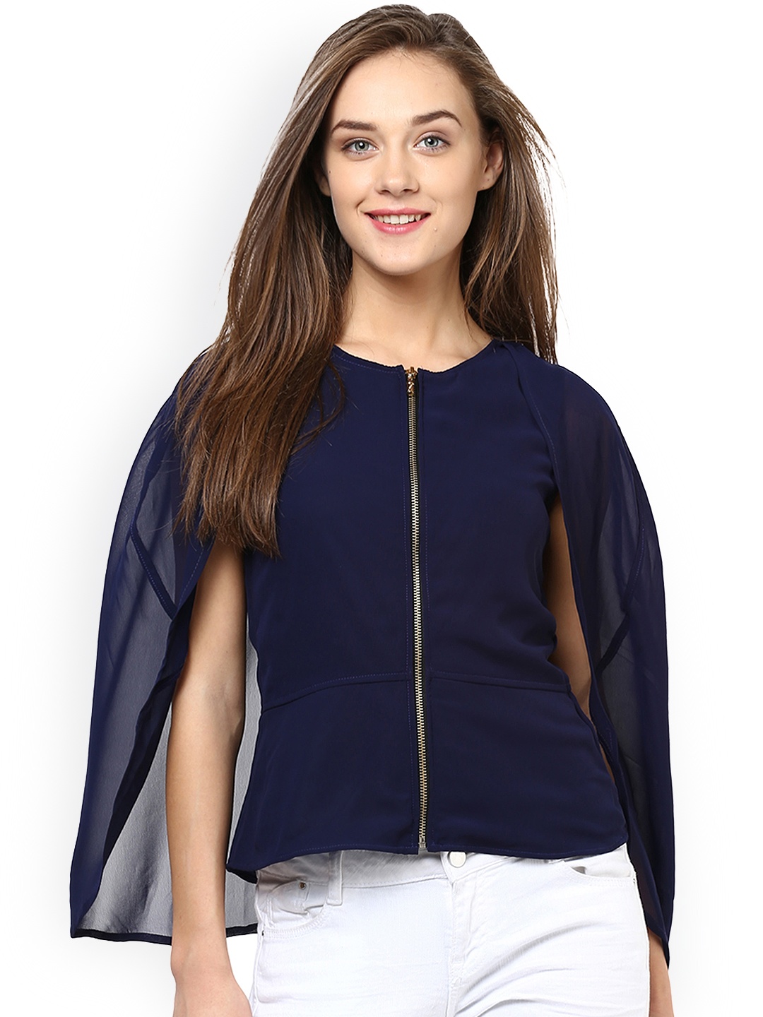 

Miss Chase Navy Cape Top, Navy blue