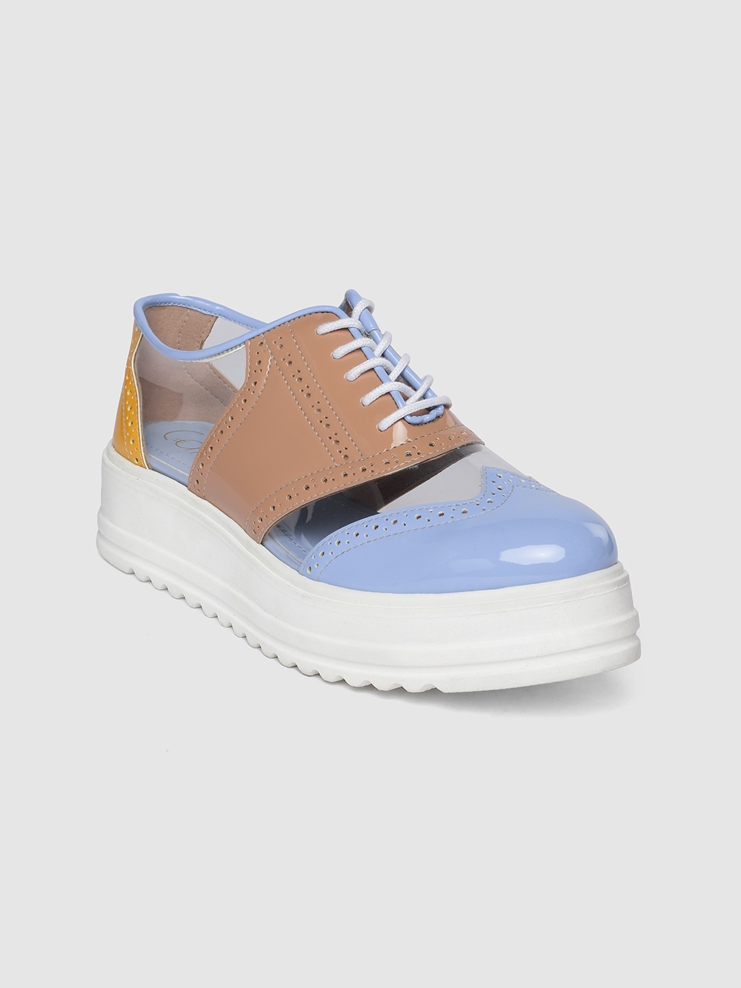 

Catwalk Women Blue & Brown Colourblocked Flatform Brogues