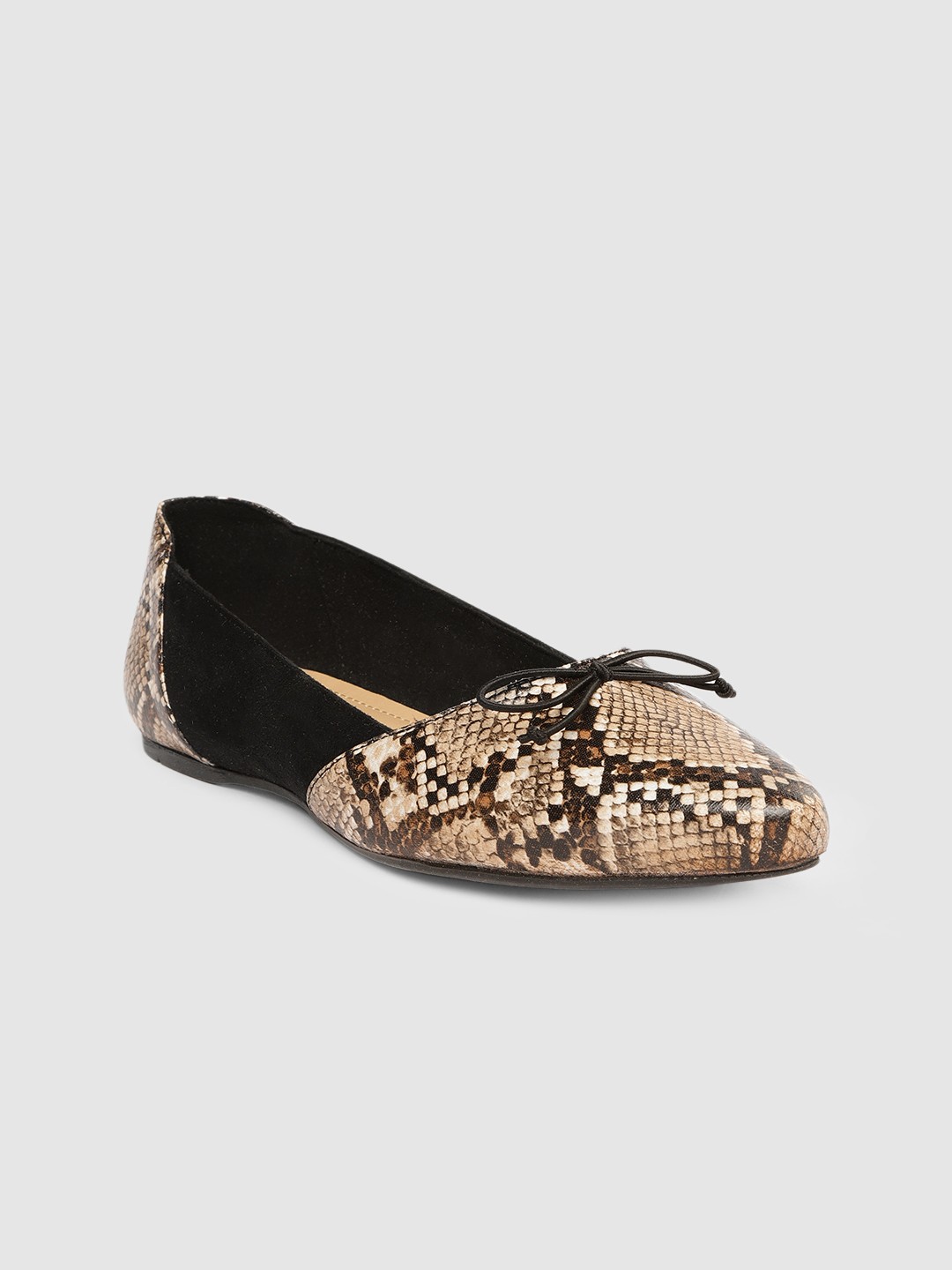 

Catwalk Women Brown & Black Snakeskin Print Ballerinas with Bow Detail