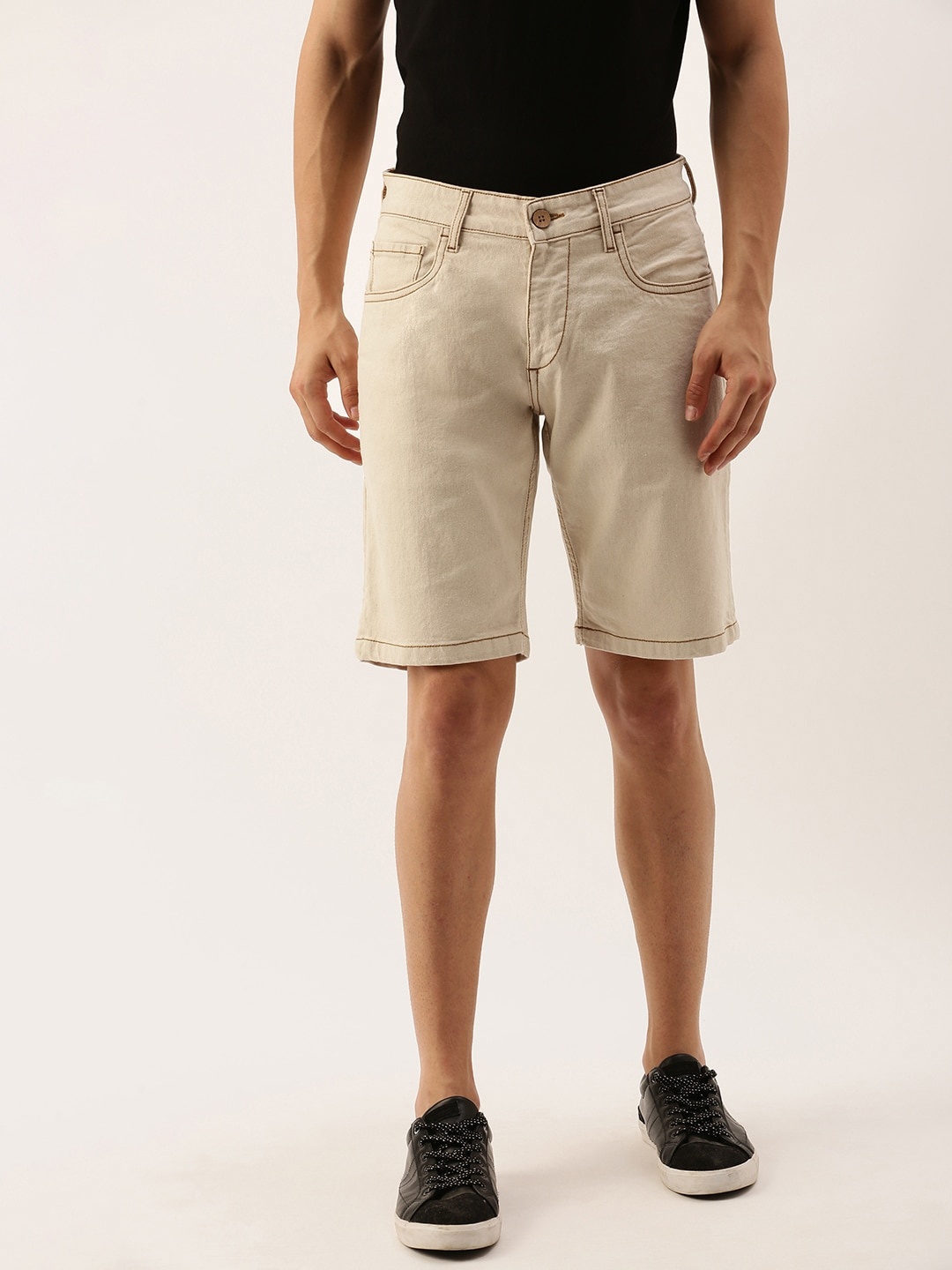 

ether Kora Collection Men Off-White Solid Sustainable Unbleached Regular Fit Sustainable Chino Shorts