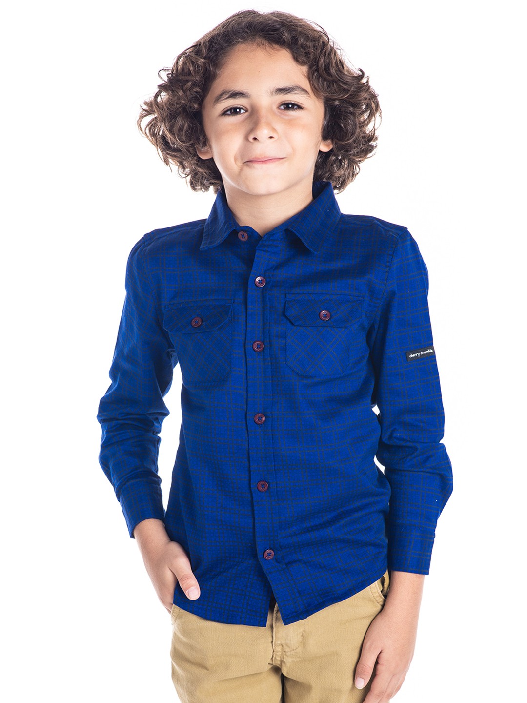

Cherry Crumble Boys Blue & Black Regular Fit Checked Casual Shirt