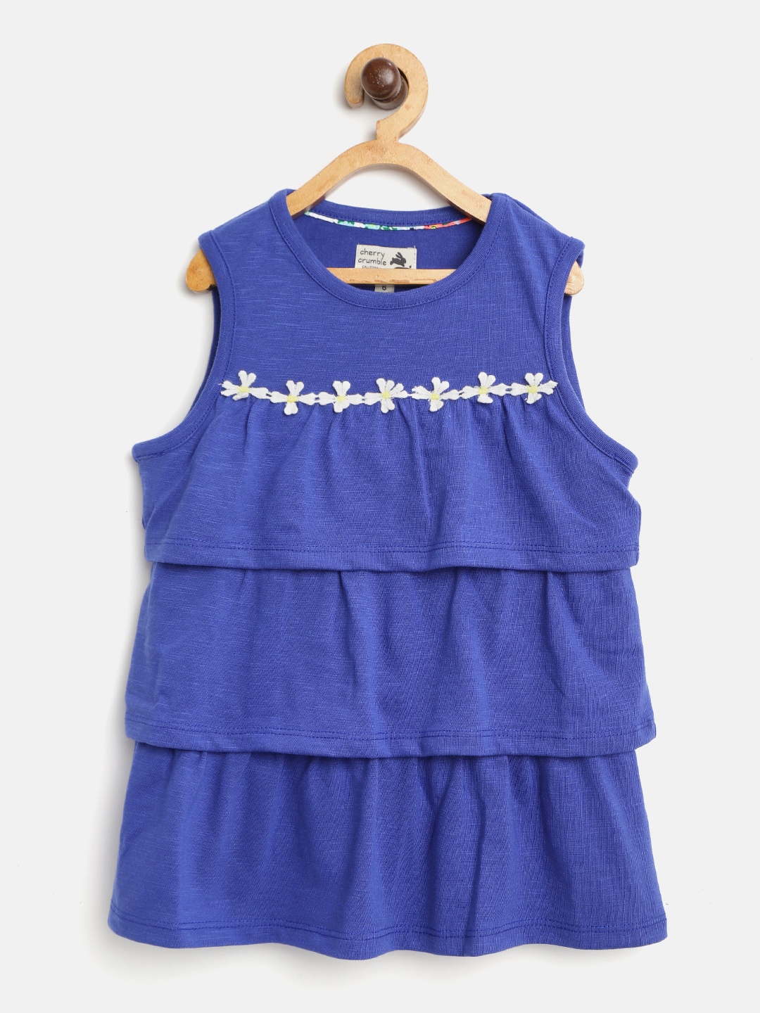 

Cherry Crumble Girls Blue Solid Tiered Top