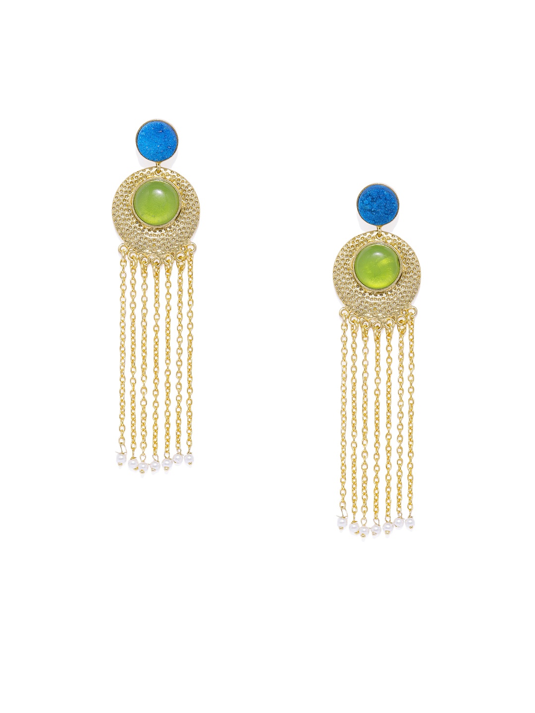 

ARUS Gold-Toned & Blue Contemporary Drop Earrings