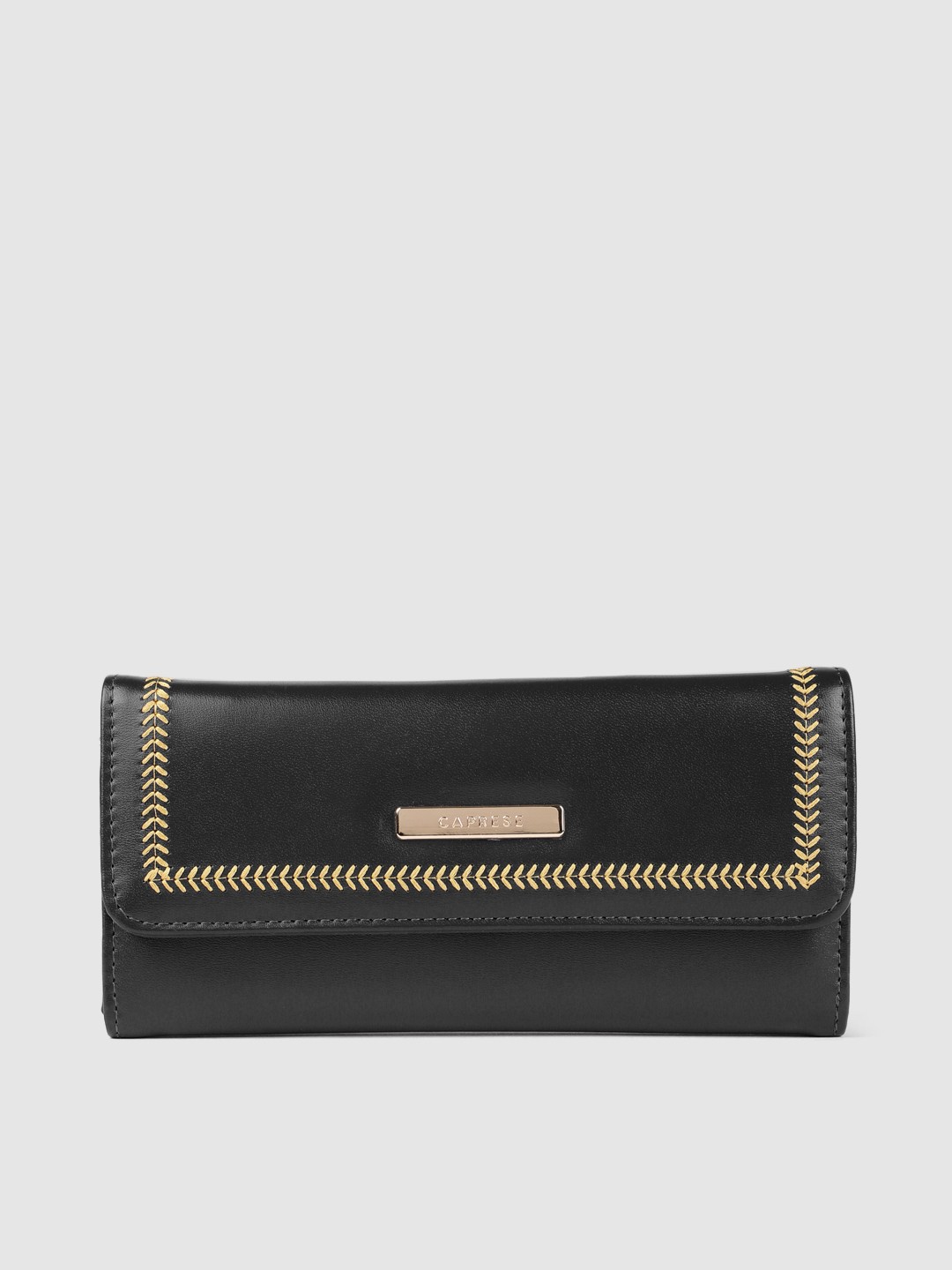 

Caprese Women Black Solid Three Fold Wallet