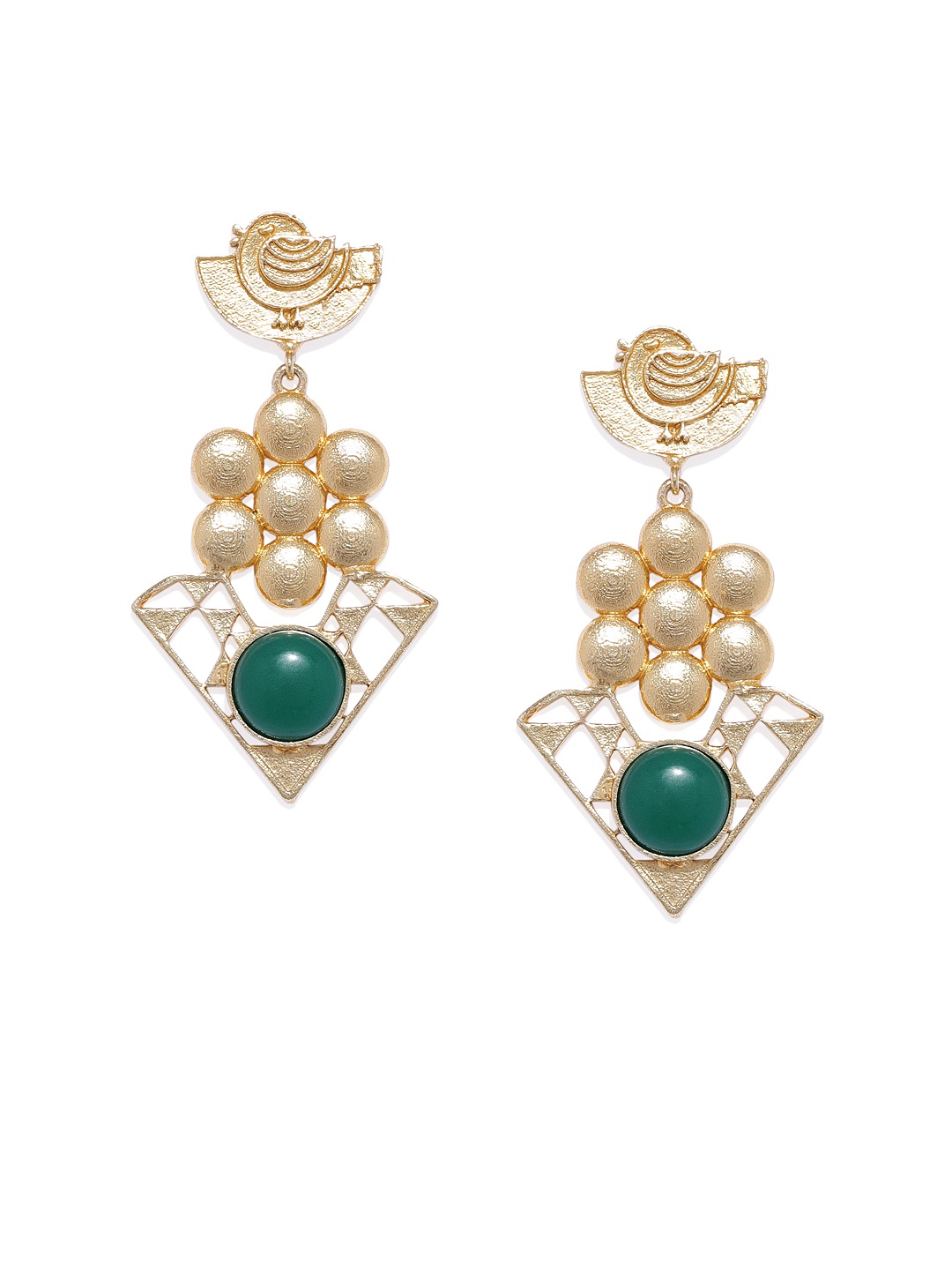 

ARUS Gold-Toned & Green Contemporary Drop Earrings