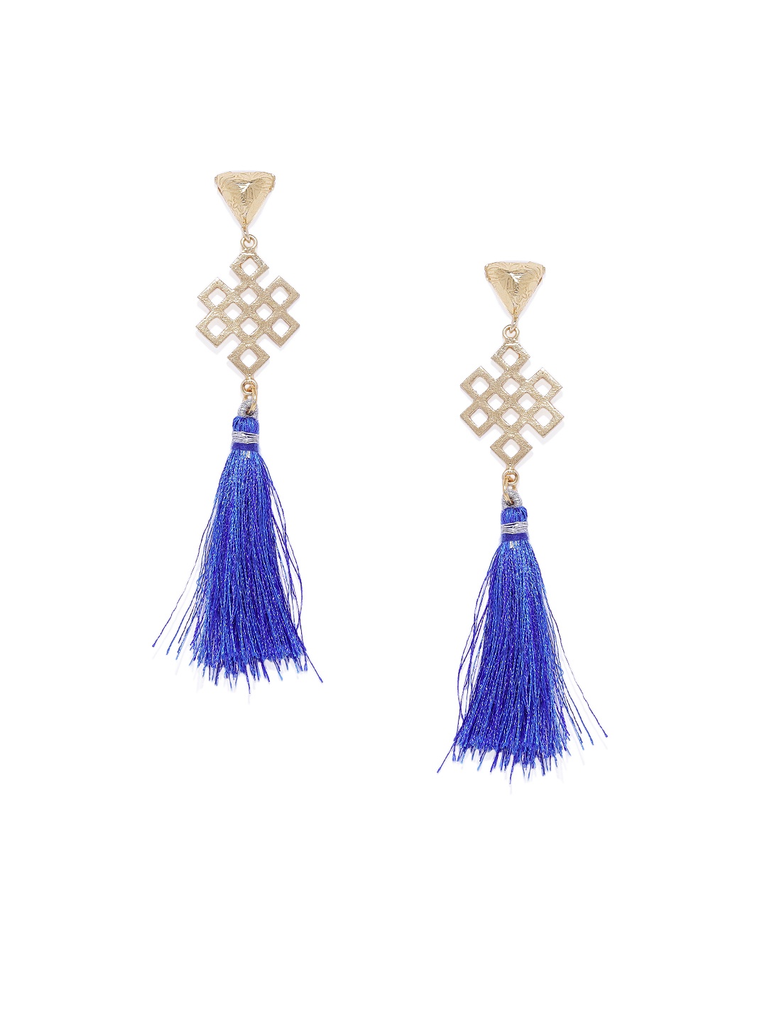 

ARUS Gold-Toned & Blue Contemporary Drop Earrings