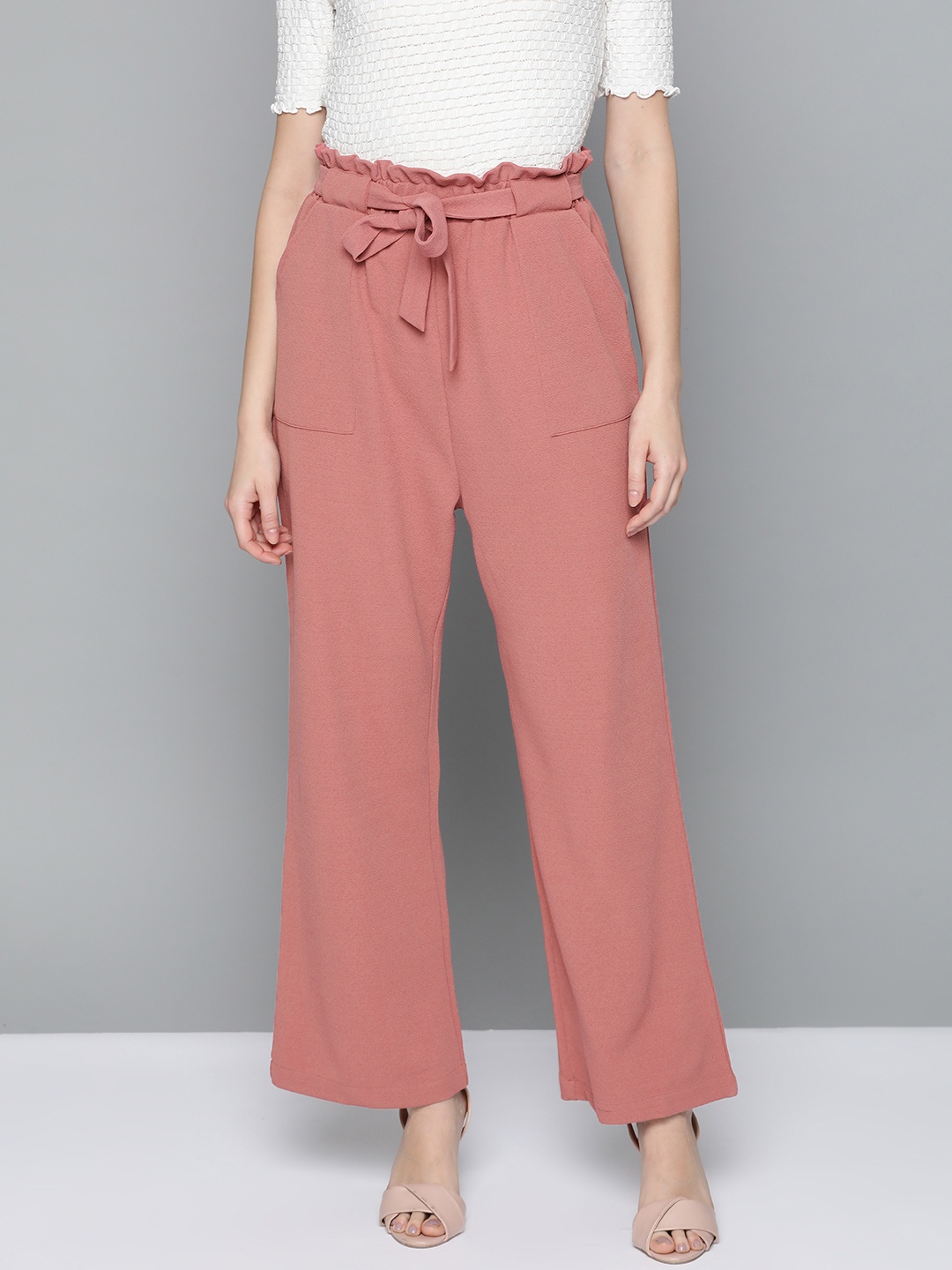 

Trend Arrest Women Dusty Pink Solid Parallel Trousers