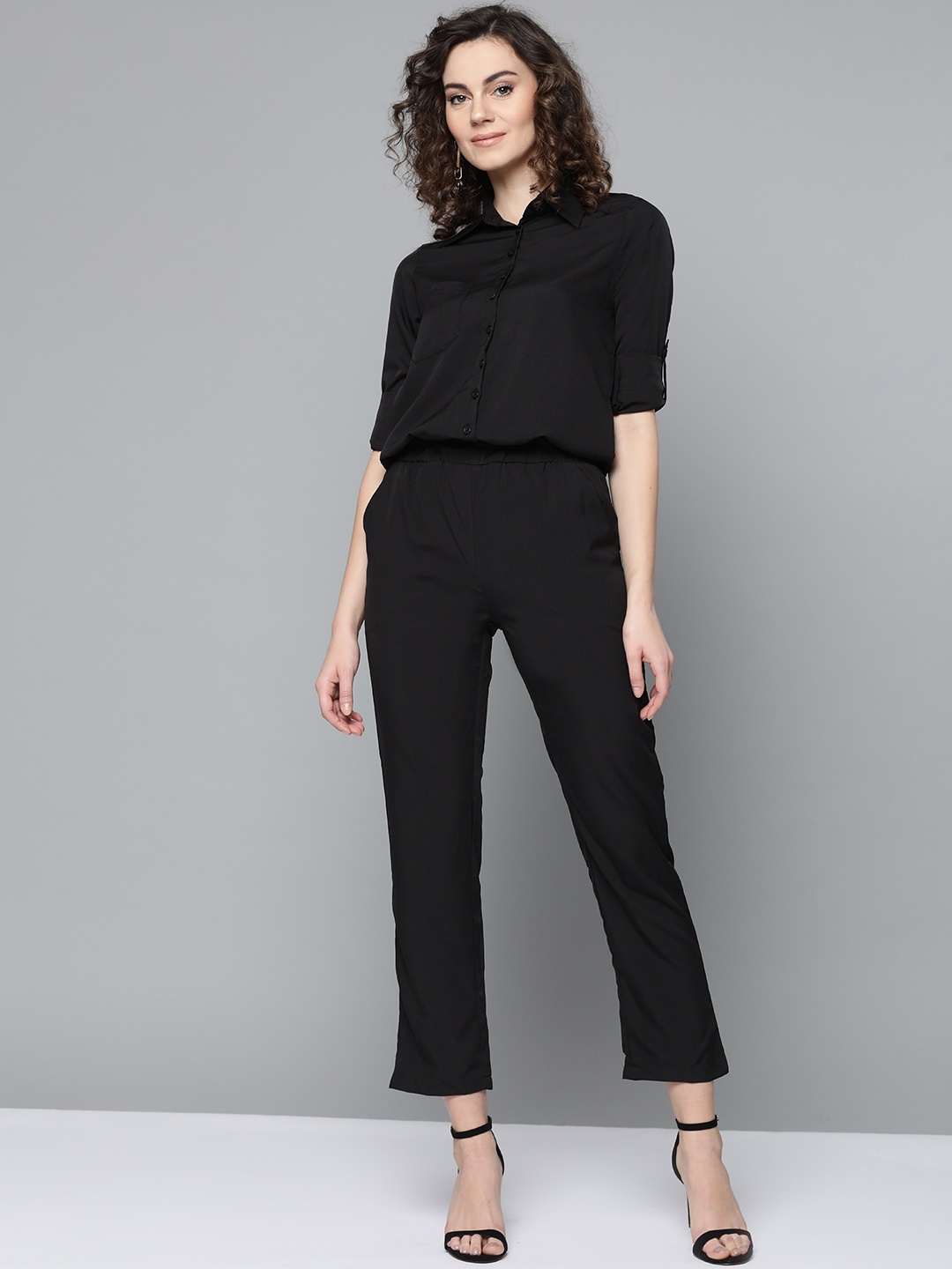 

Trend Arrest Women Black Solid Basic Jumpsuit