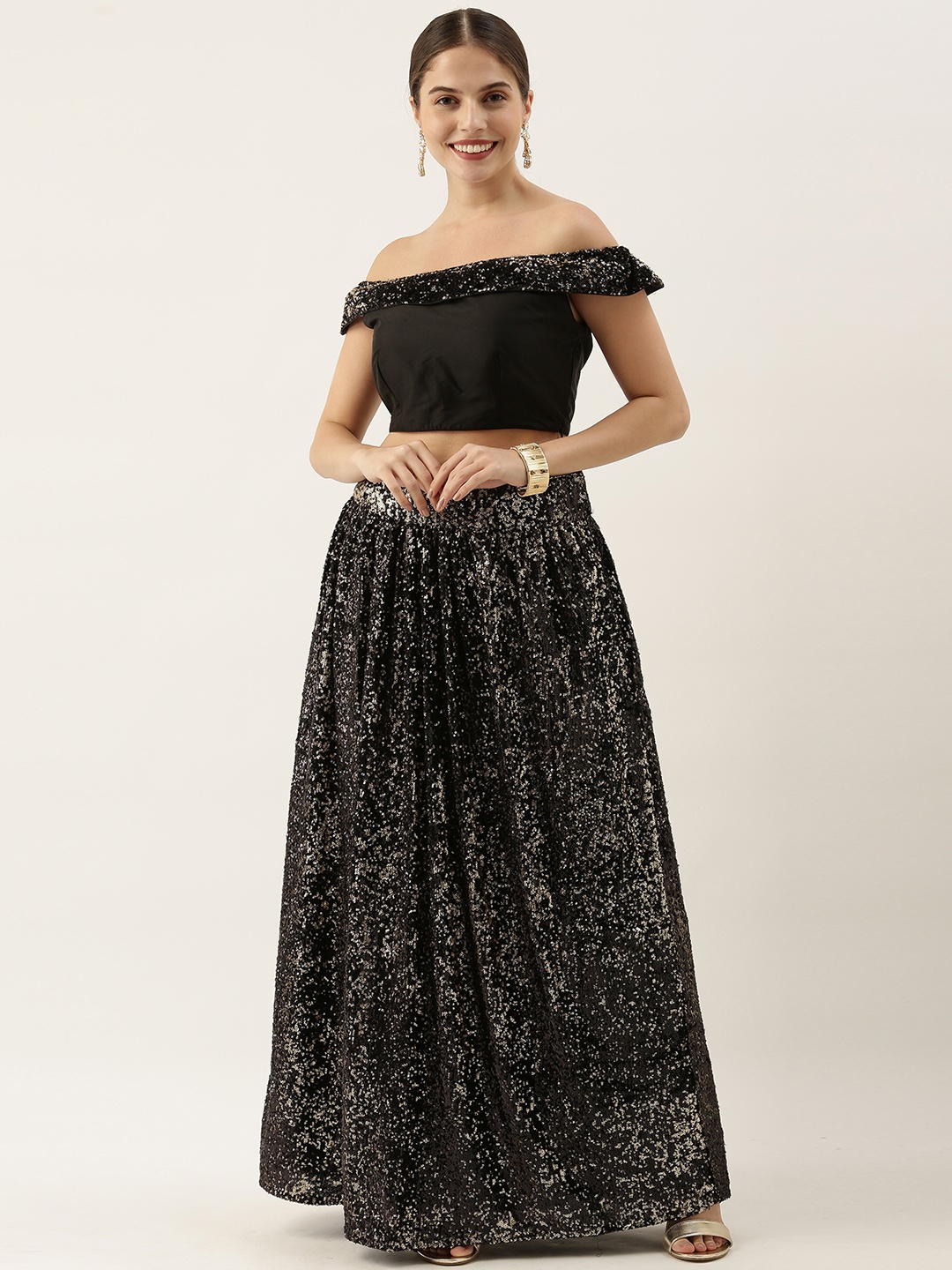 

Ethnovog Black Embellished Made to Measure Lehenga with Blouse
