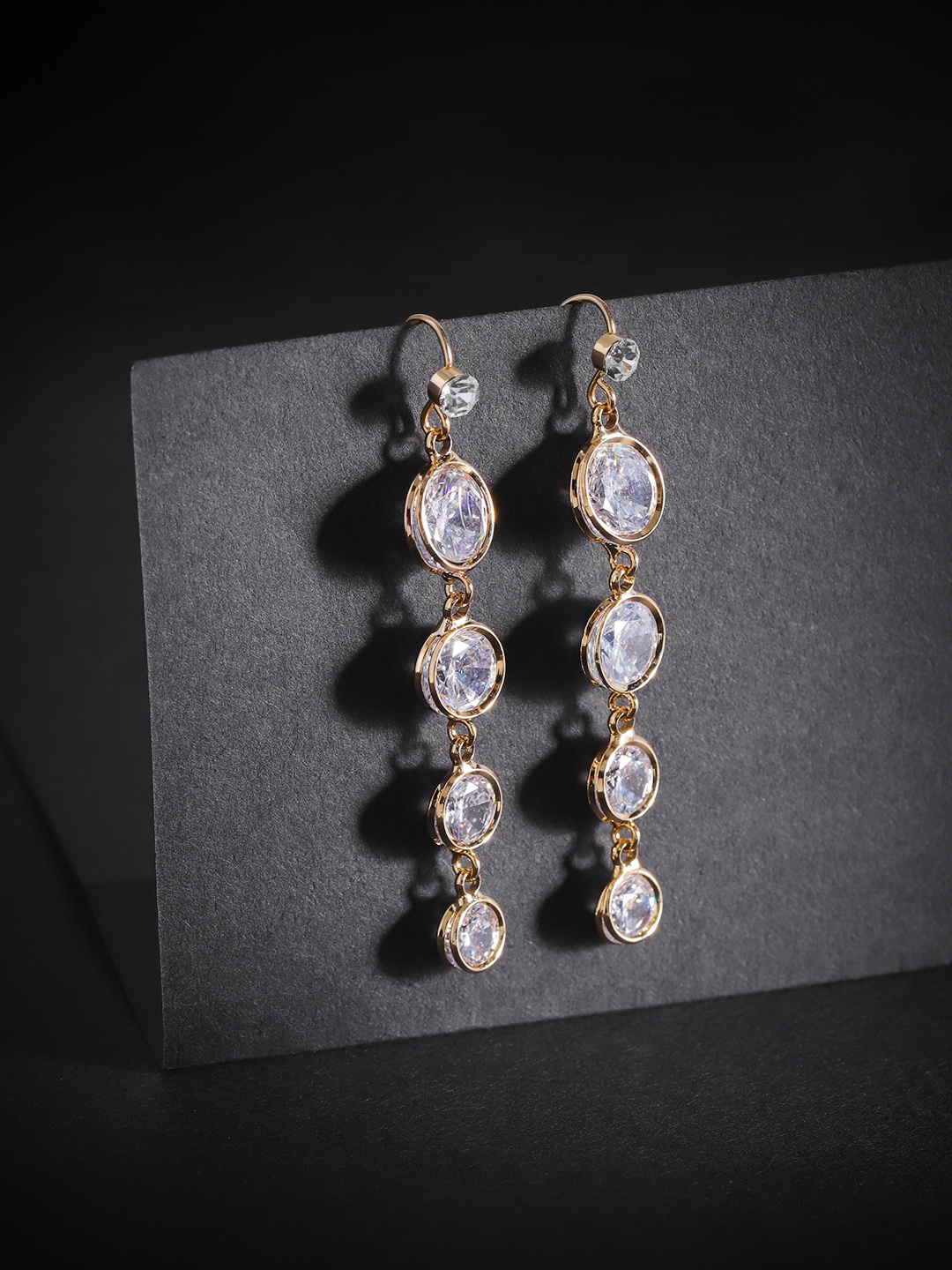 

Carlton London Gold-Plated CZ Studded Circular Drop Earrings