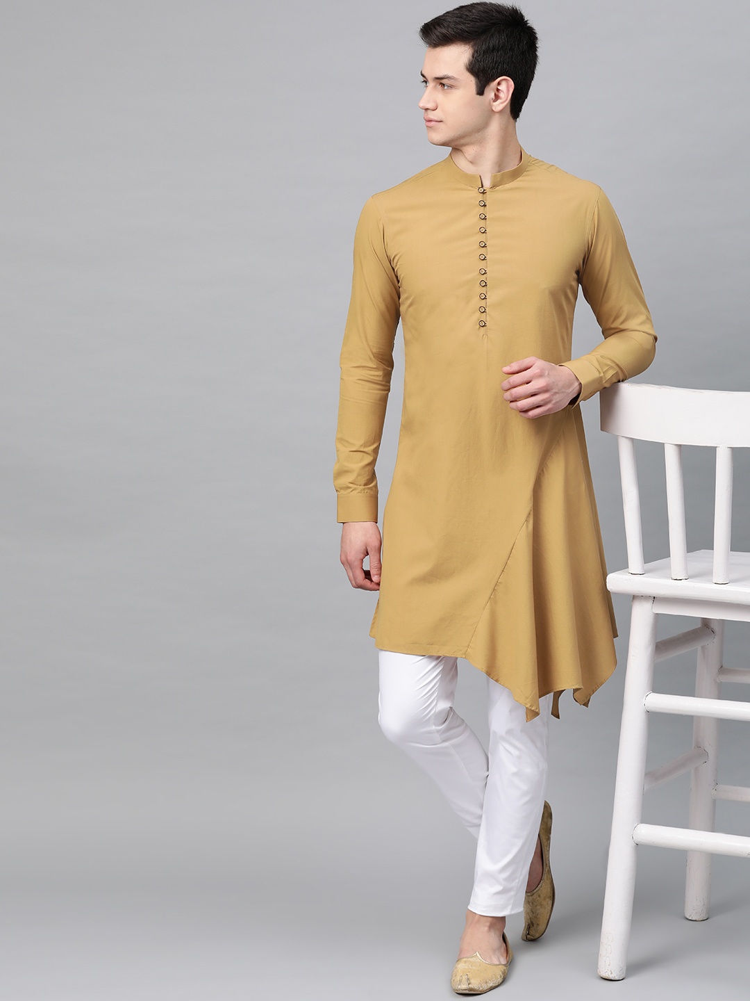 

See Designs Men Khaki Solid A-Line Kurta
