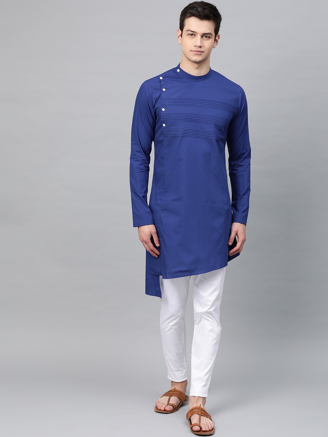

See Designs Men Blue Solid Asymmetric Kurta