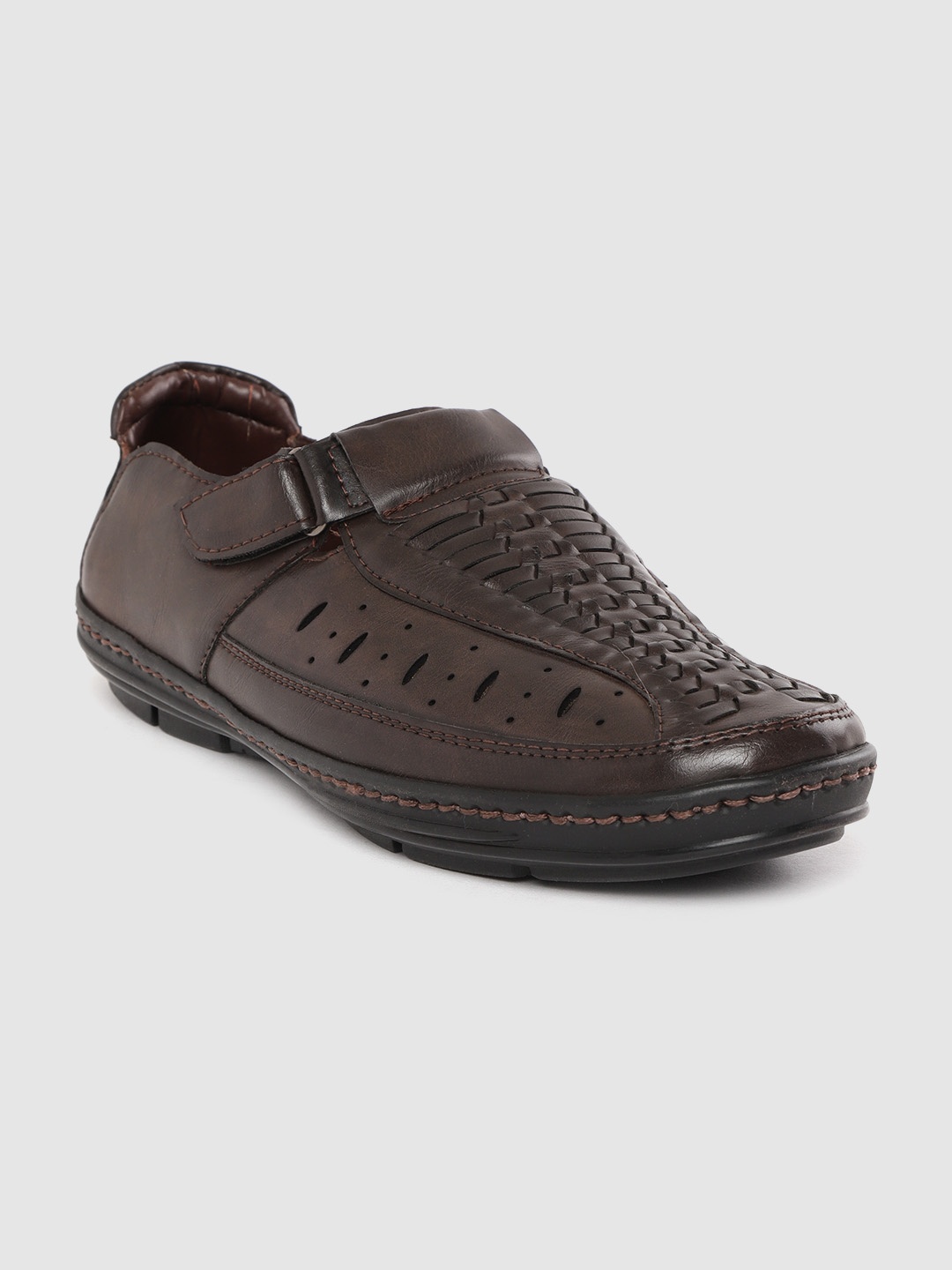 

Roadster Men Coffee Brown Basketweave Textured Shoe-Style Sandals