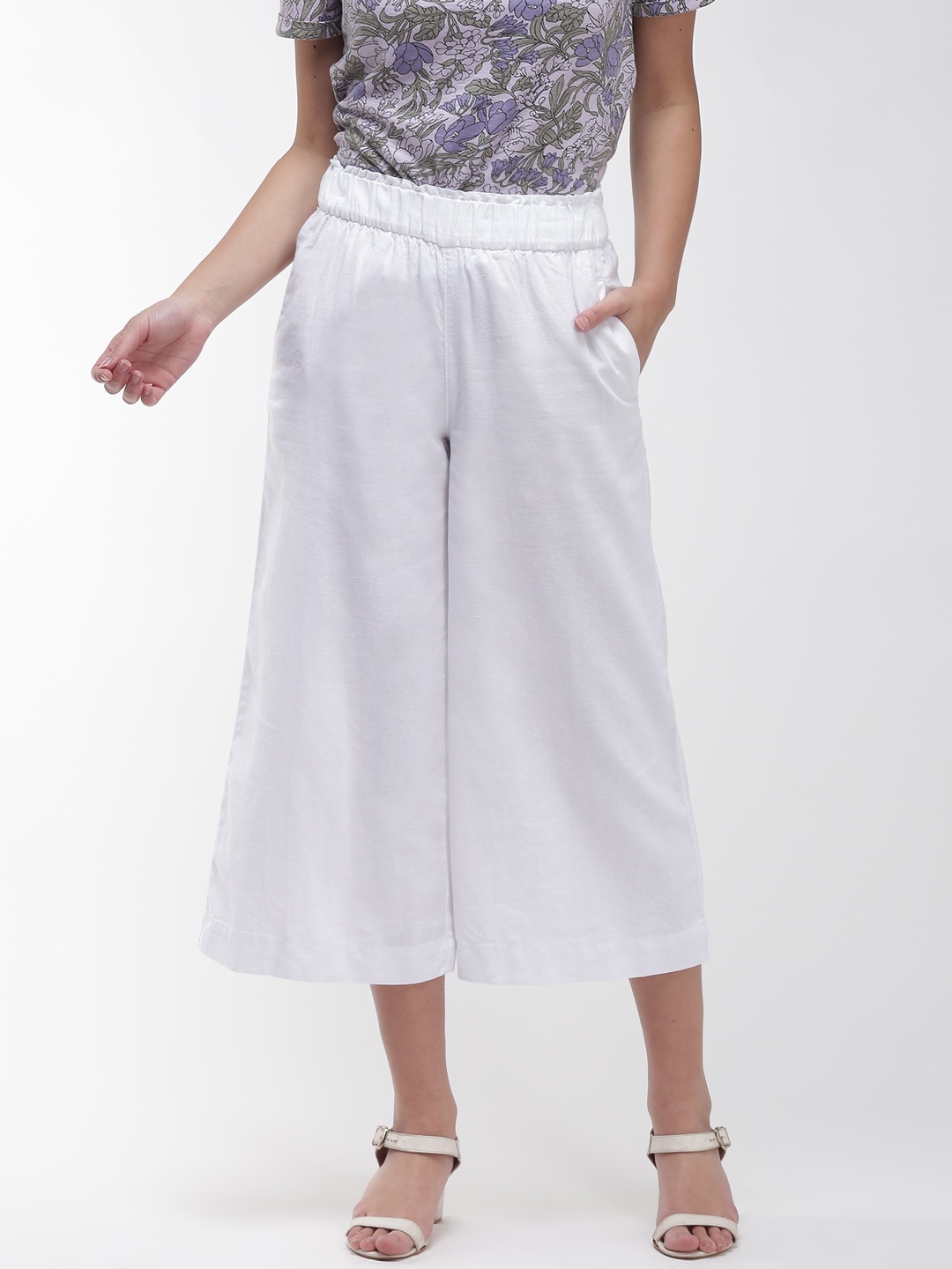 

Marks & Spencer Women White Regular Fit Solid Culottes