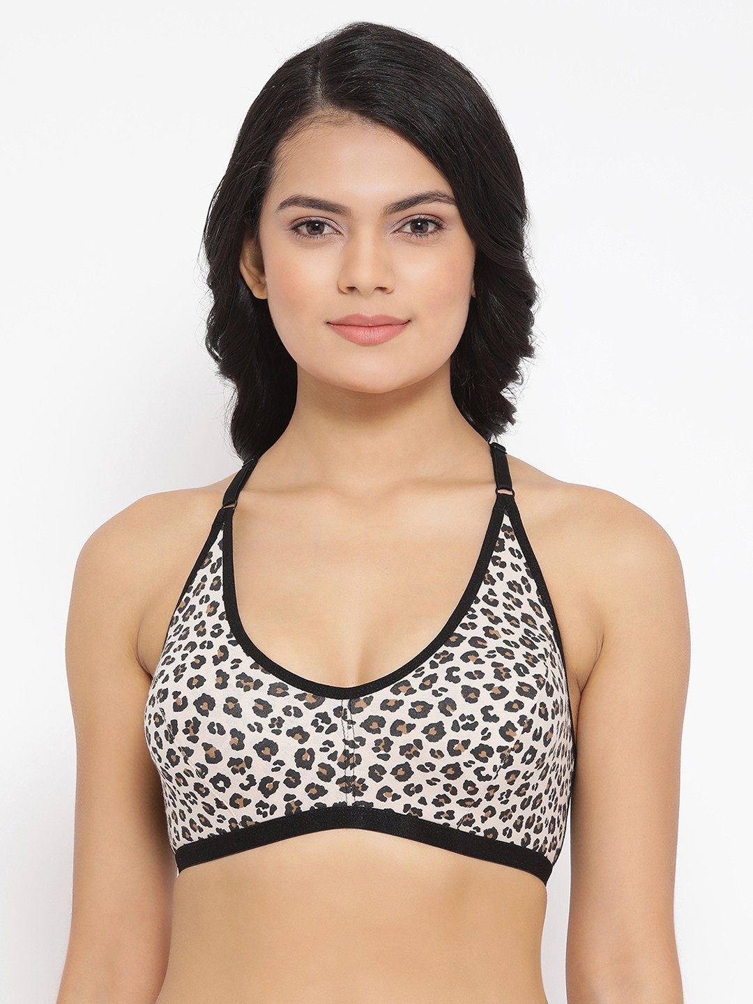 

Clovia Beige & Black Animal Print Non-Wired Non Padded Everyday Bra BR1478A2432B