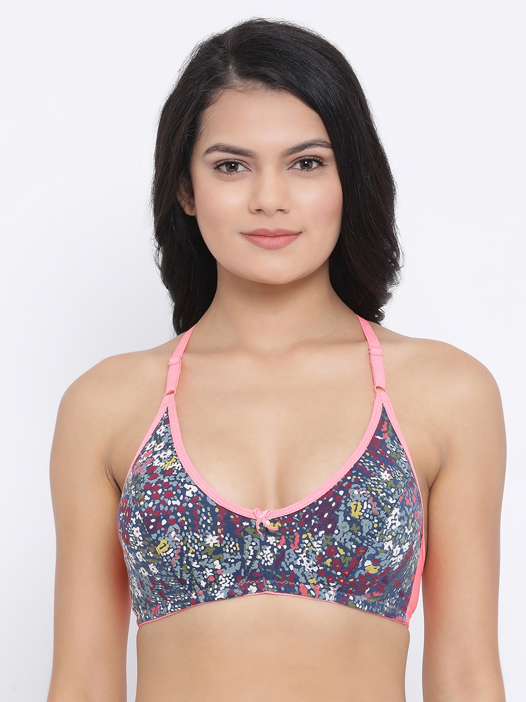 

Clovia Blue & Pink Printed Non-Wired Non Padded Everyday Bra BR1478V083