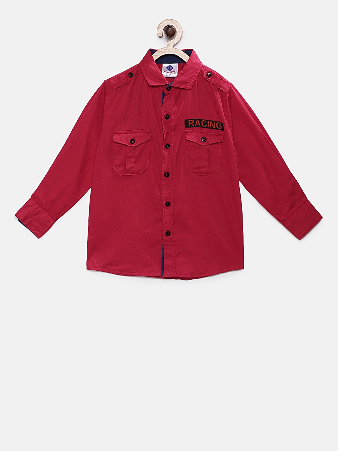 

TONYBOY Boys Red Regular Fit Solid Casual Shirt