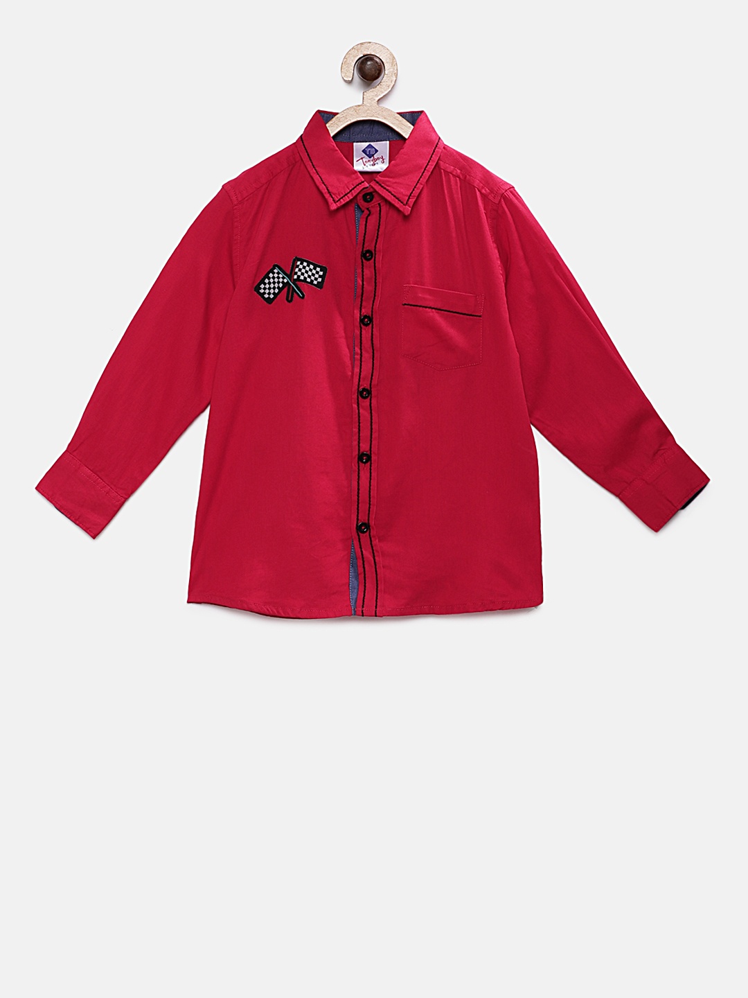

TONYBOY Boys Red Regular Fit Solid Casual Shirt