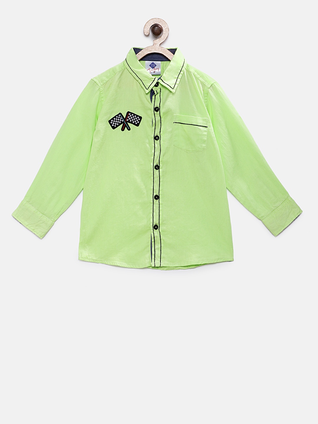 

TONYBOY Boys Lime Green Regular Fit Solid Casual Shirt