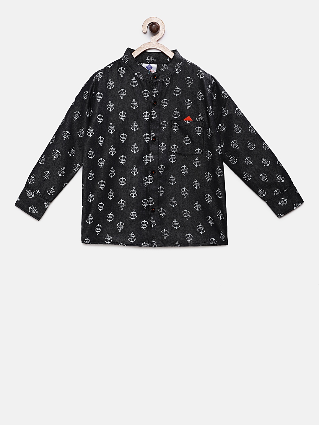 

TONYBOY Boys Black & White Regular Fit Printed Casual Shirt