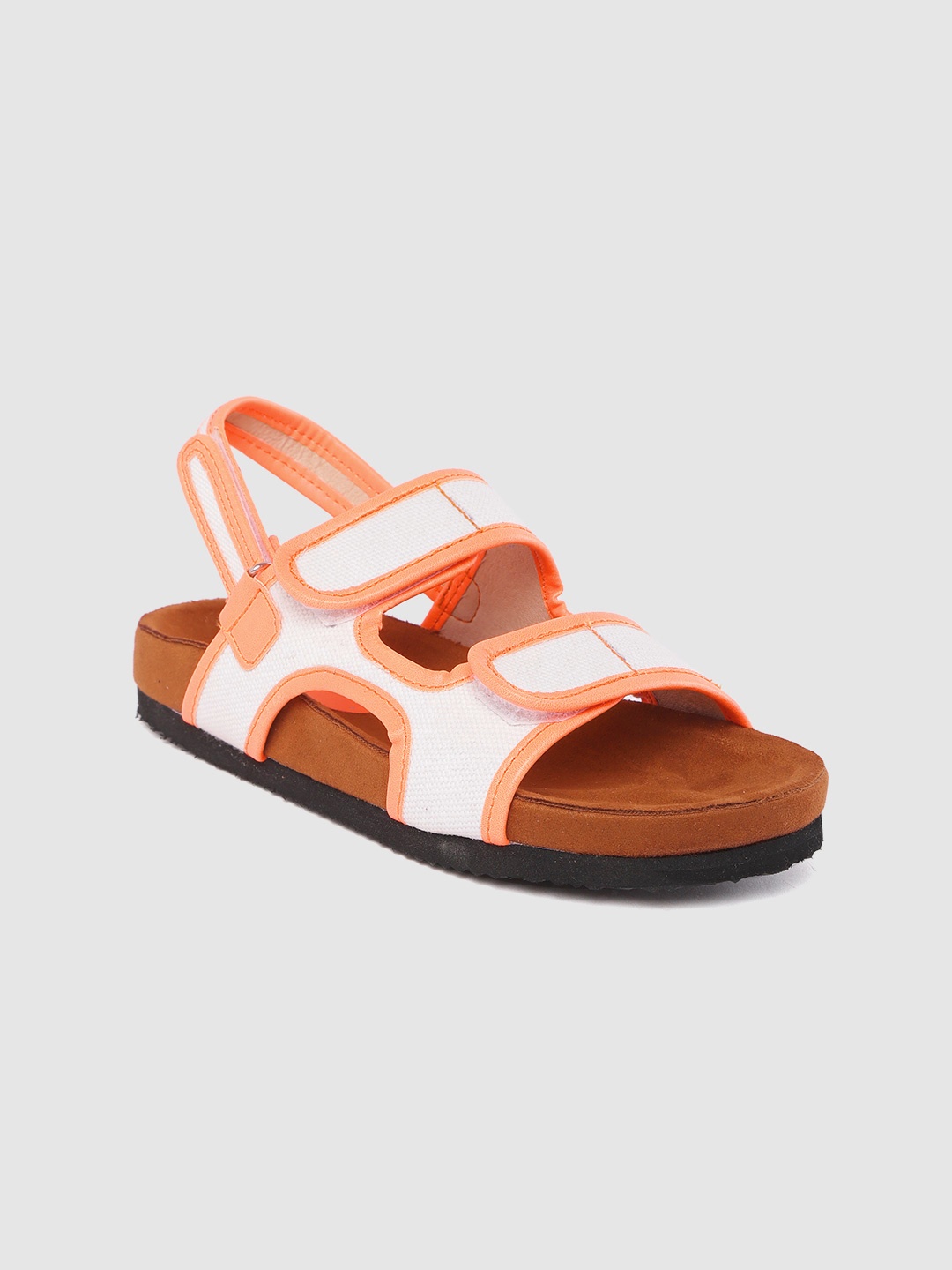 

Kook N Keech Women White & Coral Orange Open Toe Flats