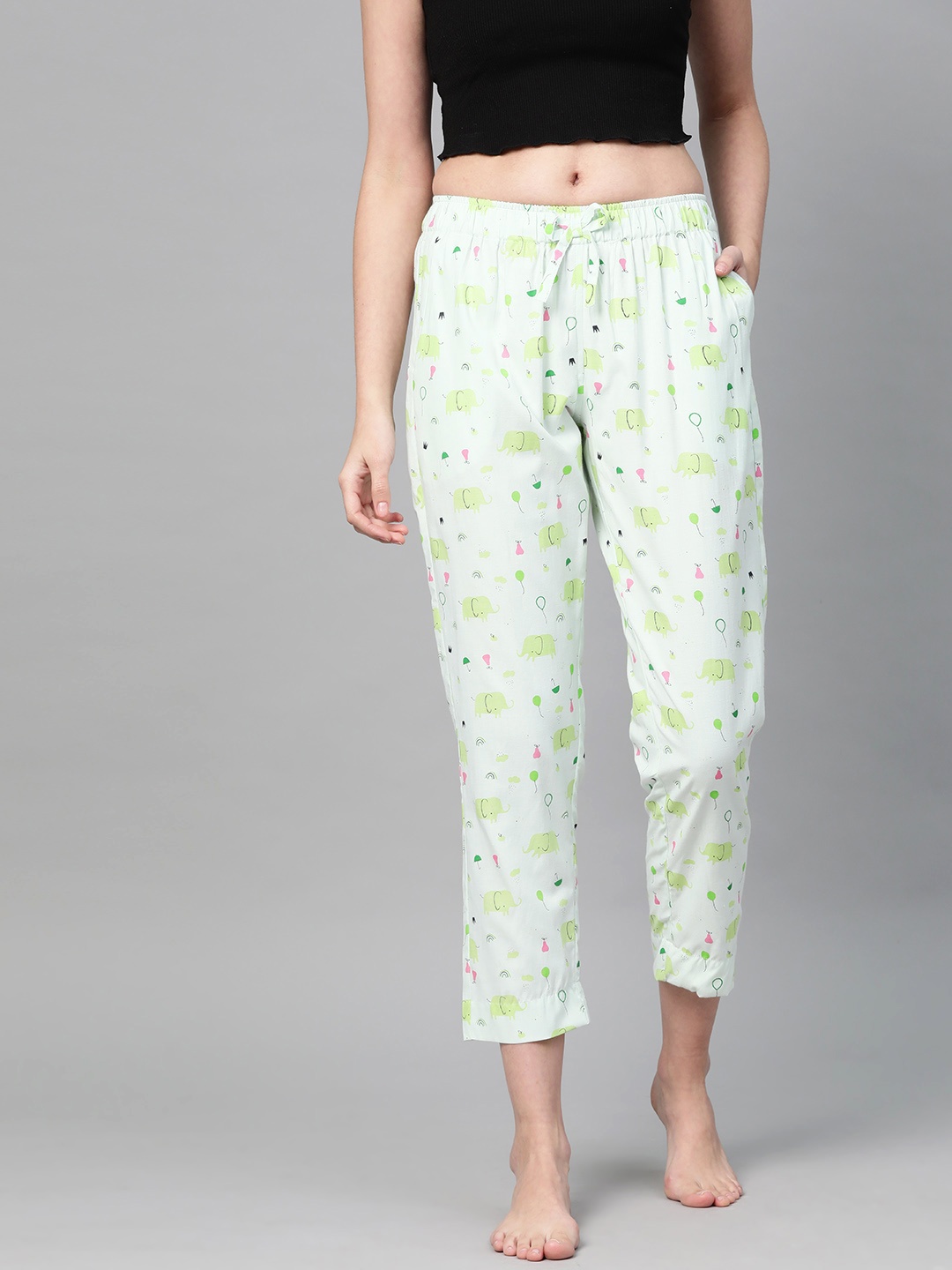 

DRAPE IN VOGUE Women Green Printed Lounge Pants