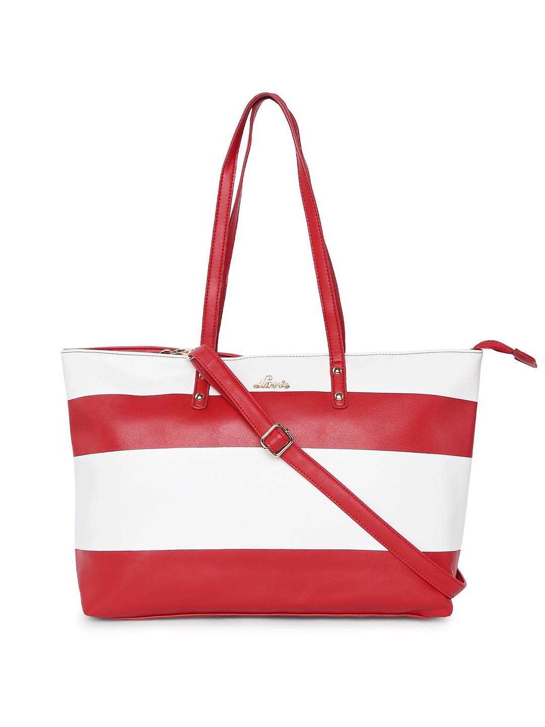 

Lavie Red & Off-White Striped Shoulder Bag