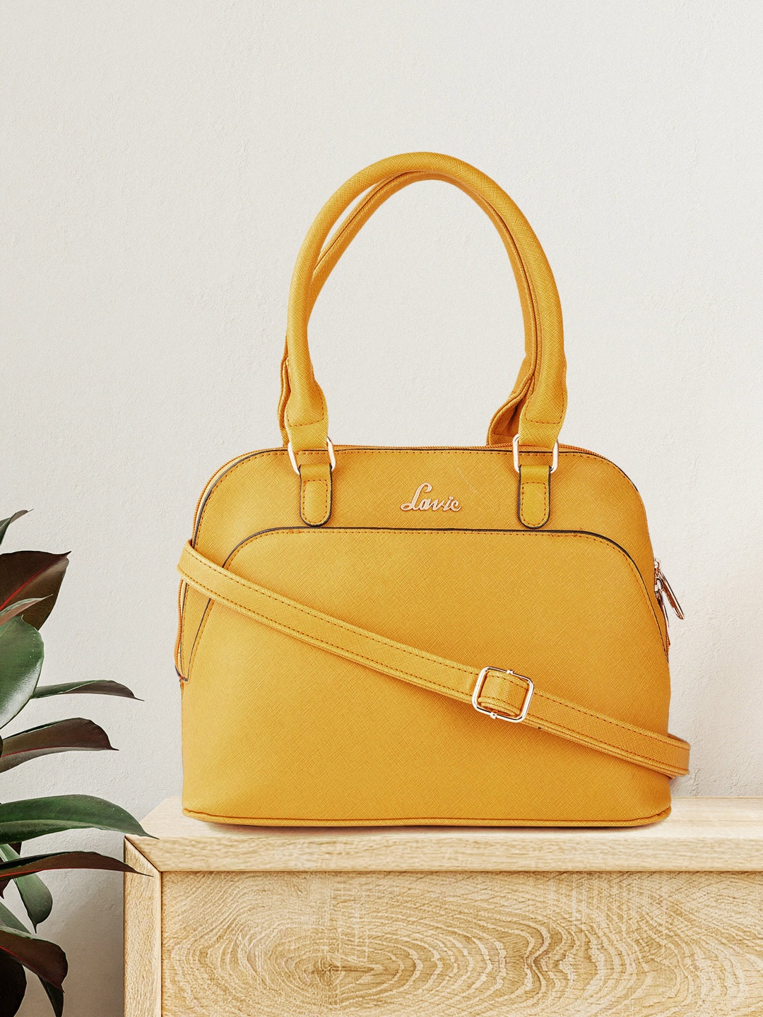

Lavie Valle Women Mustard Yellow Solid Handheld Bag